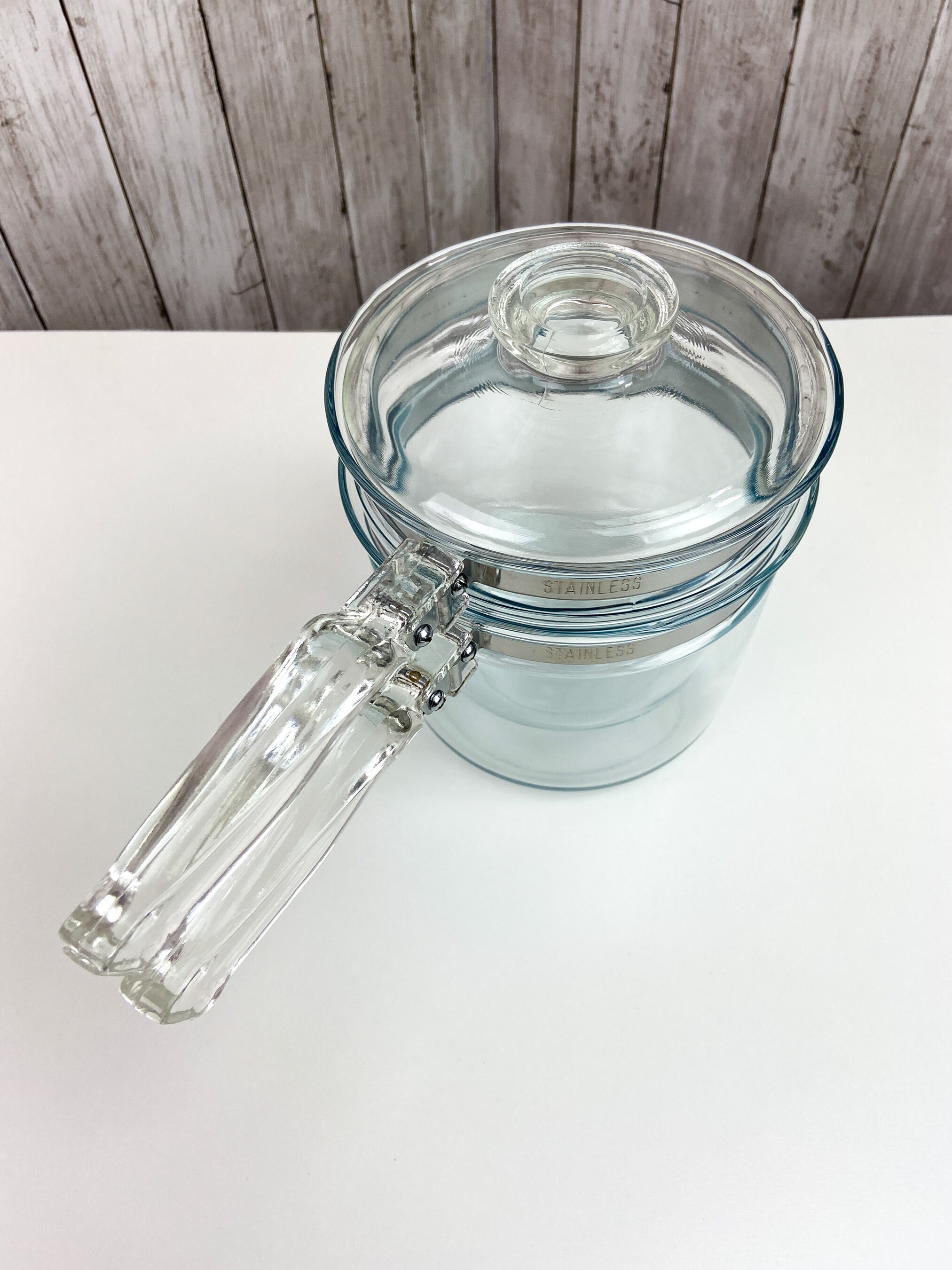 Pyrex Double Boiler Flameware Vintage Pyrex Glass Glass Double Boiler