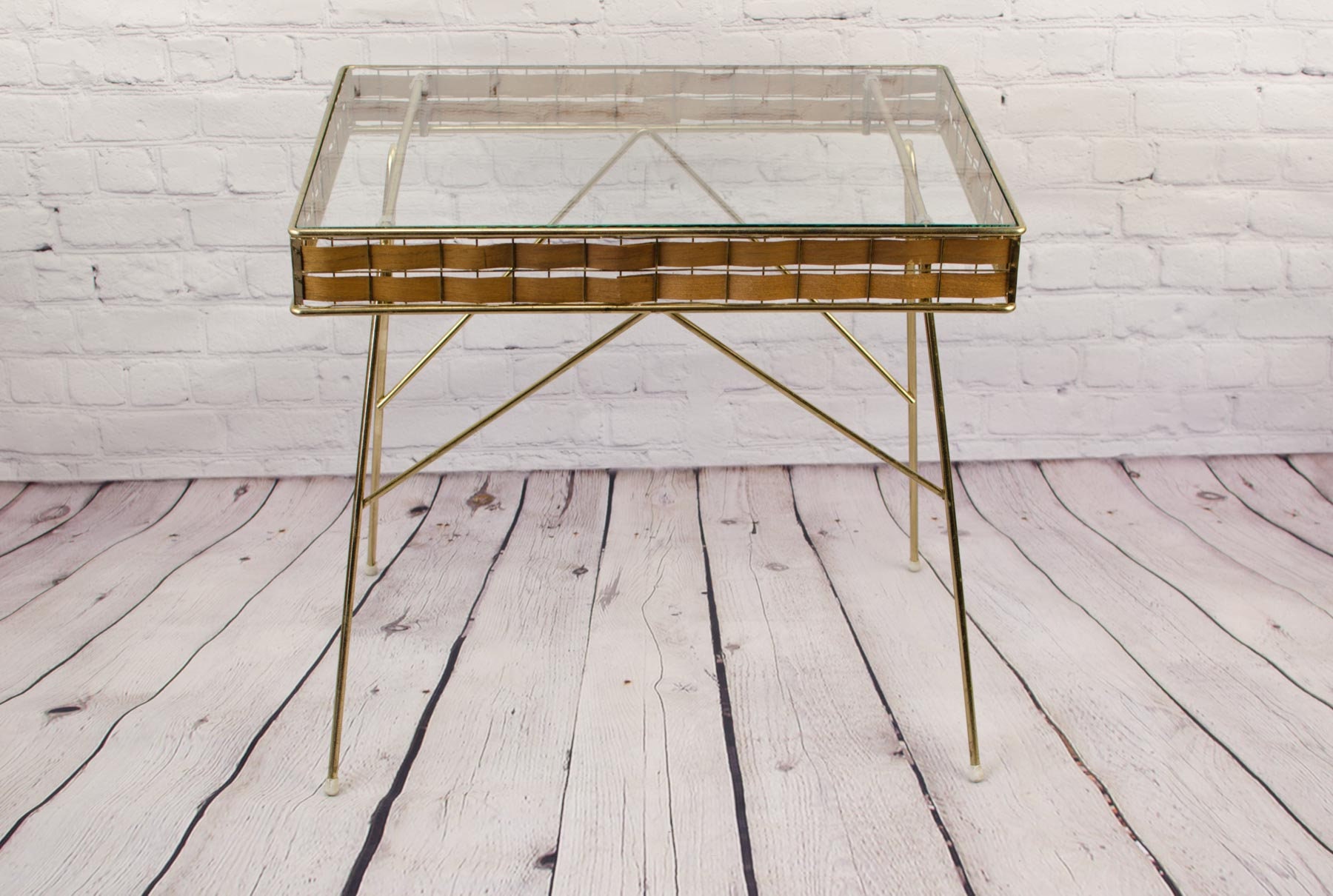 Tony Paul Designs Interlace Collection, Glass Top Magazine Table, Mid