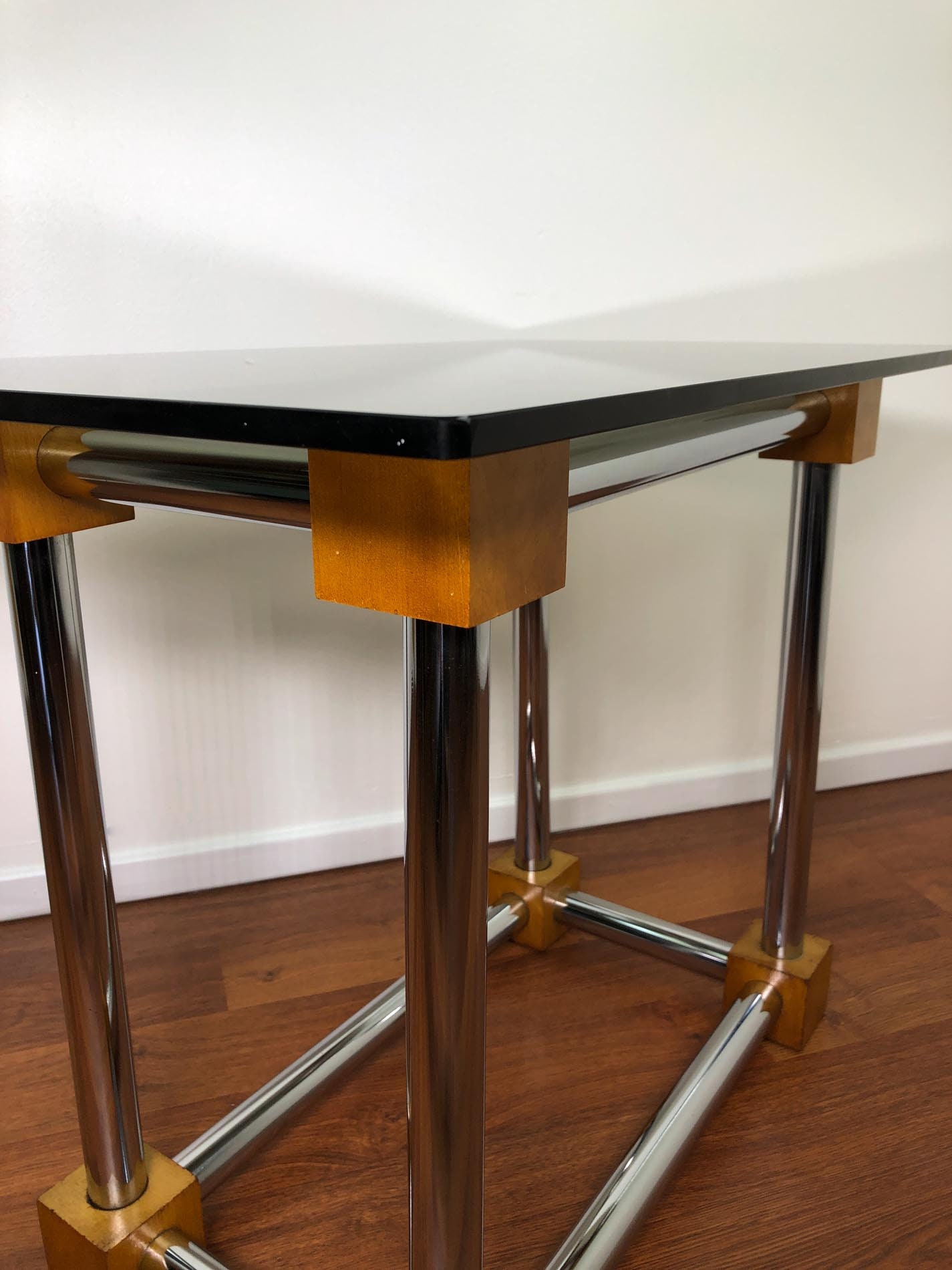 Chrome End Table, Chrome and Glass Table, Modernist End Table, MCM
