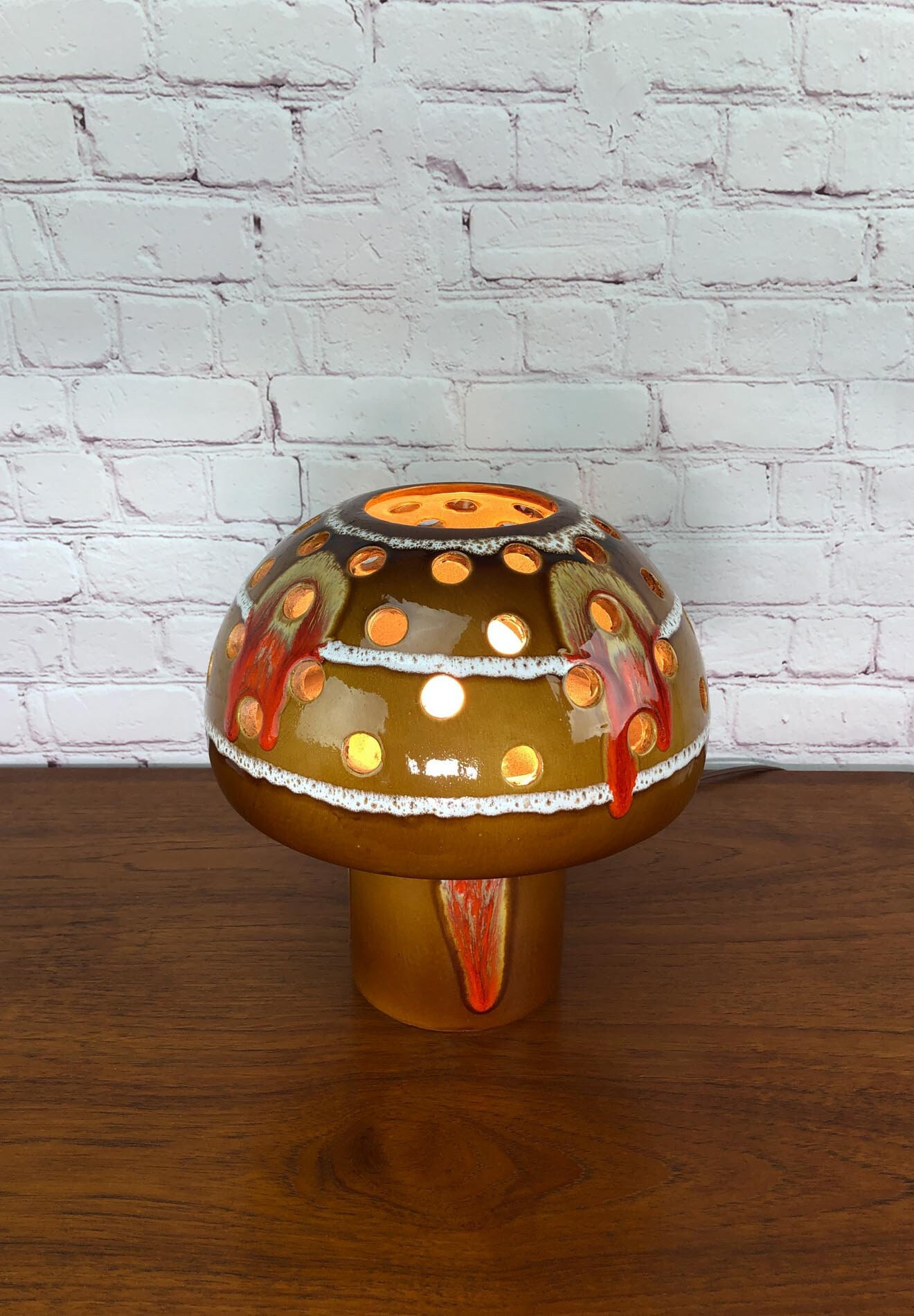 Mushroom Table Lamp, Maurice Chalvignac Art Pottery Lamp, Fat Lava Lamp