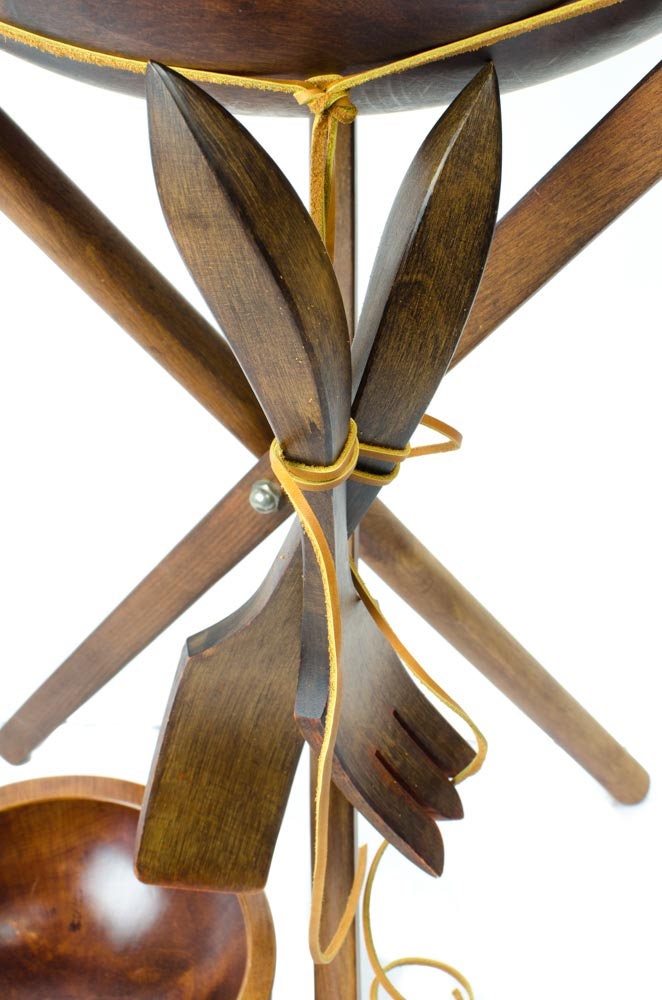 Tripod Salad Bowl, Salad Bowl Stand, Table Side Salad Bowl, Baribocraft