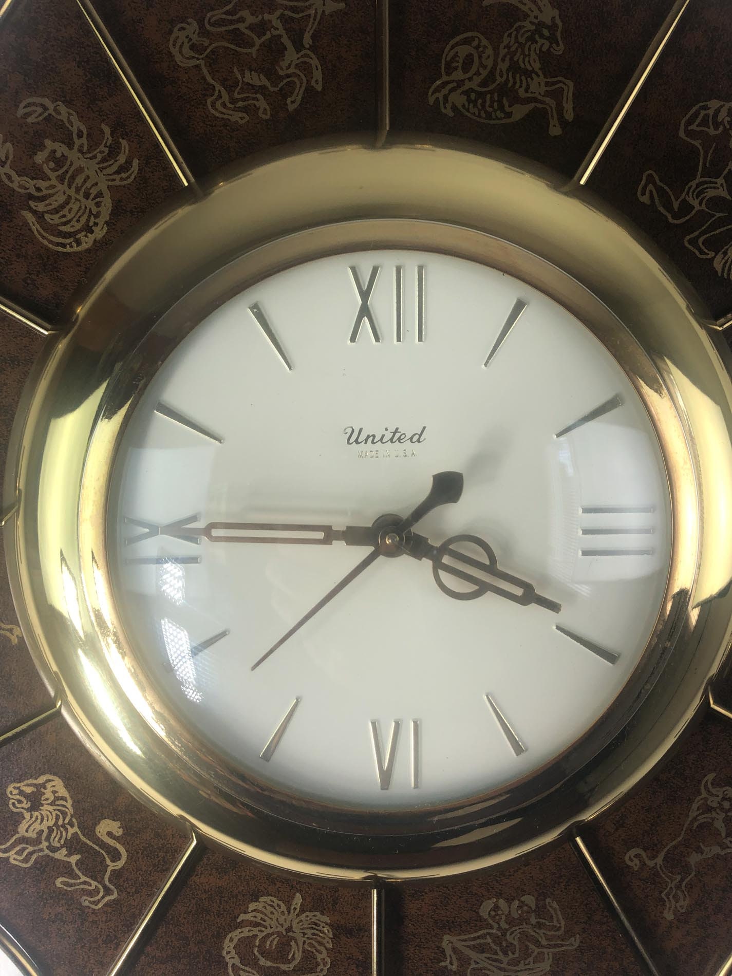 Mid Century Wall Clock Zodiac Wall Clock Starburst Wall Clock Sunburst