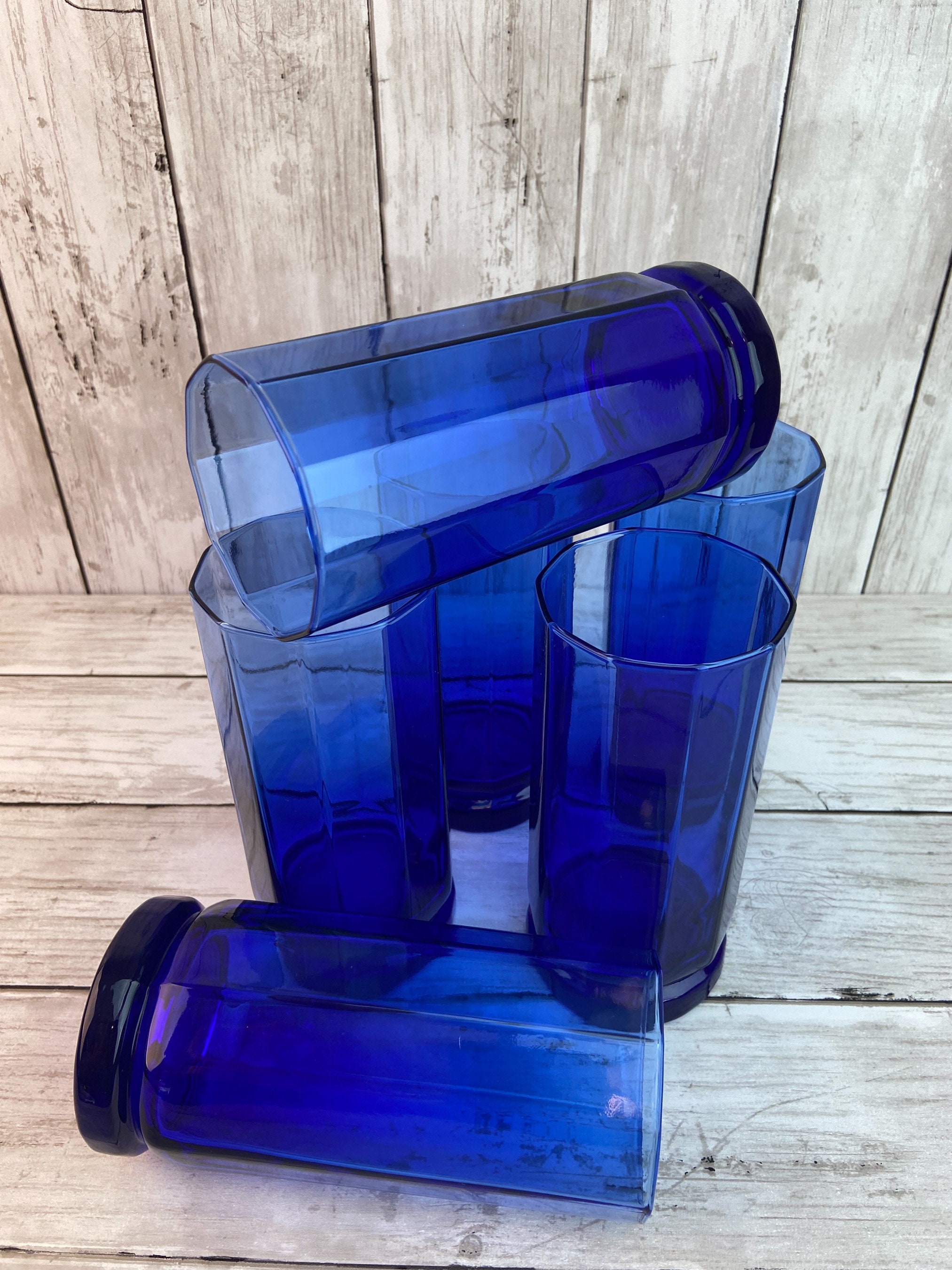 Anchor Hocking Cobalt Blue Glasses, Anchor Hocking Decagon Glasses