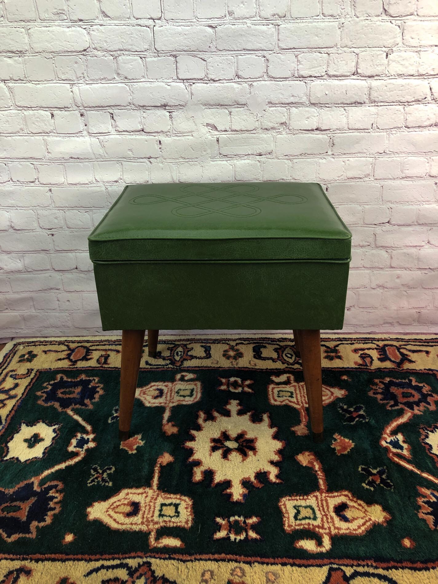 RESERVED for LainSewing Stool, Mid Century Footstool, Sewing Storage