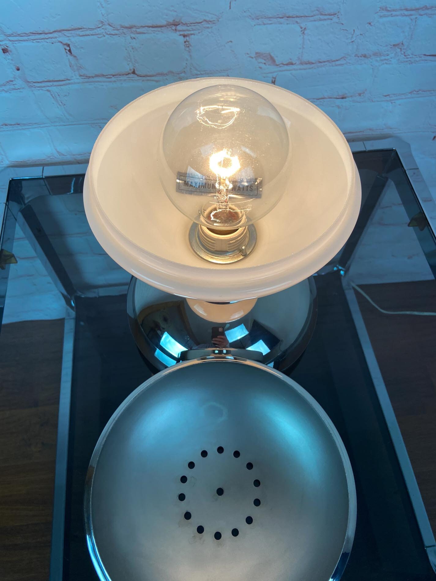 Reggiani Table Lamp, Italian Design Lamp, Chrome Space Age Lamp, Mid Century Atomic Lamp