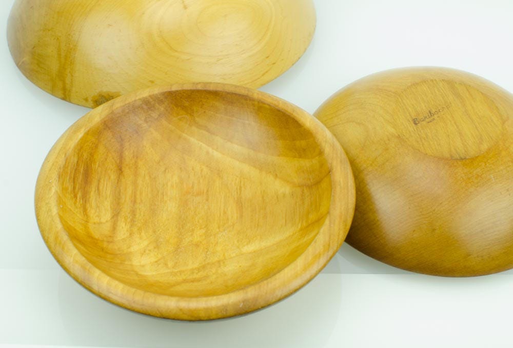 Rustic Wood Snack Bowl Set, Baribocraft Snack Bowl Set, Vintage Wooden