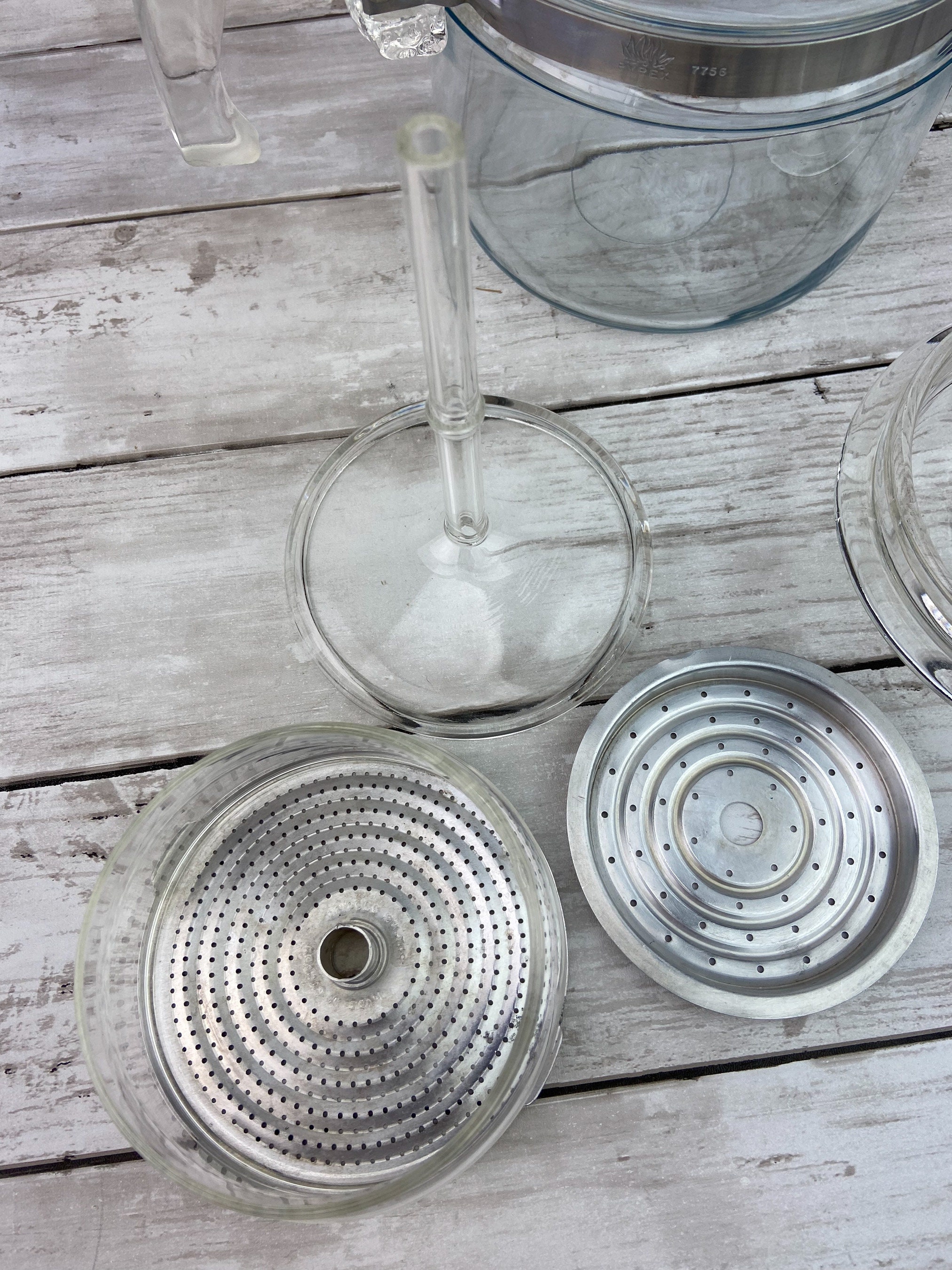 Pyrex 6 Cup Percolator Clear Glass Percolator 7756B Pyrex Flameware Percolator Coffee Percolator
