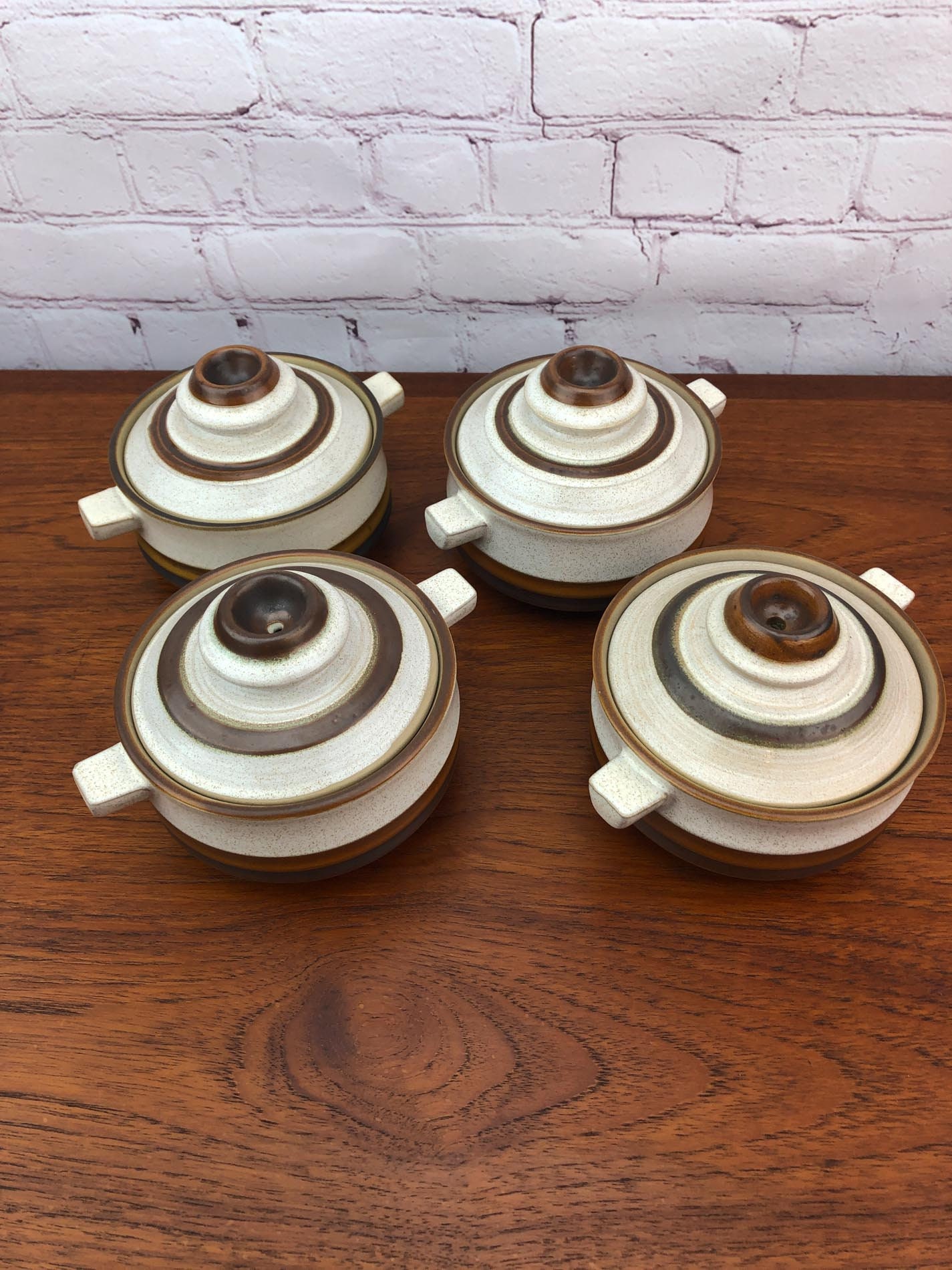 Lidded Soup Bowls(Set of 4), Denby Soup Bowls, Potters Wheel by Denby