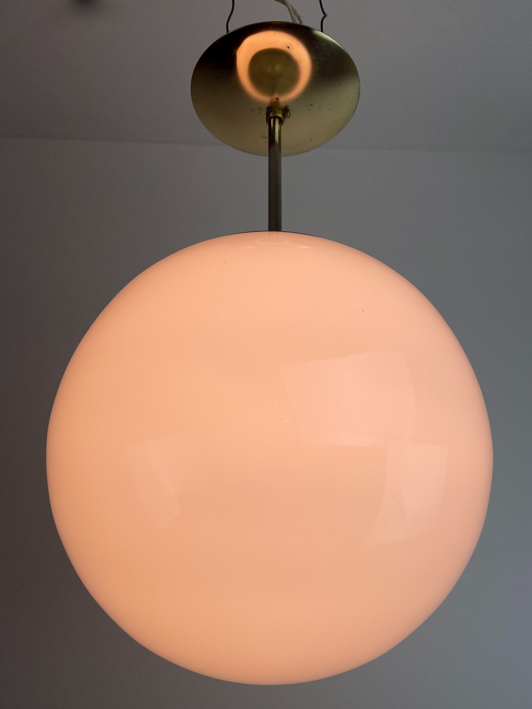 Mid Century Light Fixture. MCM Post Modern Ceiling Pendant Globe Light Fixture, MCM Globe Fixture