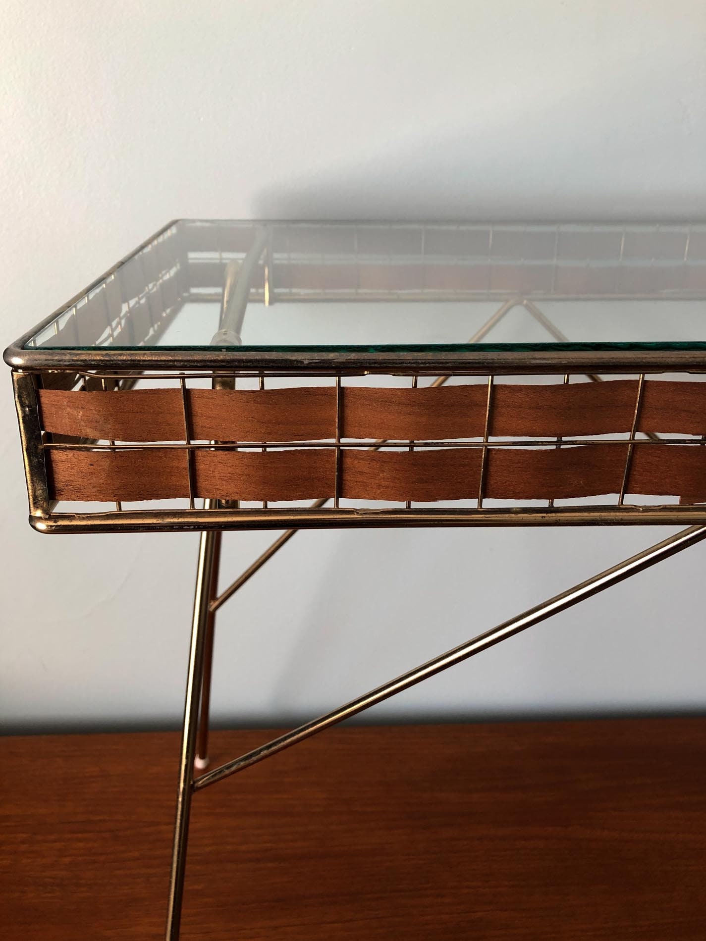 Tony Paul Designs Interlace Collection, Glass Top Magazine Table, Mid