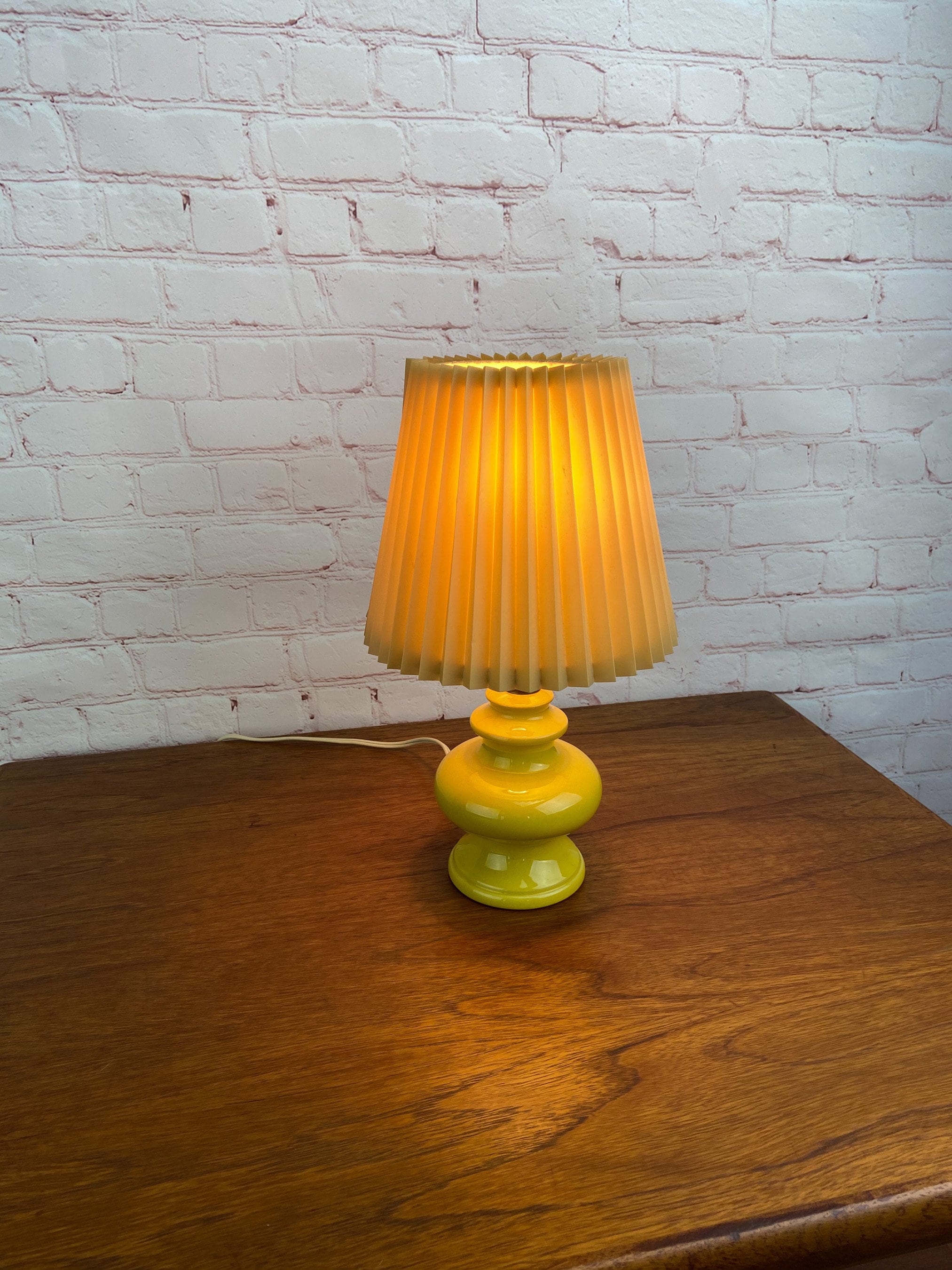 Yellow Table Lamp, Yellow Ceramic Table Lamp, Small Ceramic Table Lamp