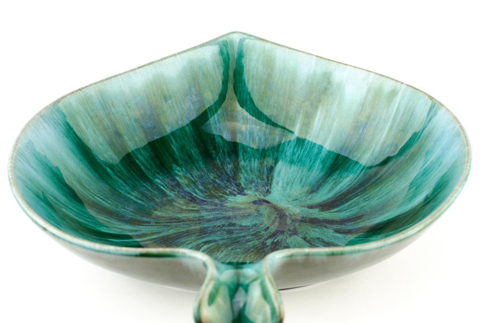 Blue Mountain Pottery Large Bowl in The Shape of Leaf, Vintage Blue