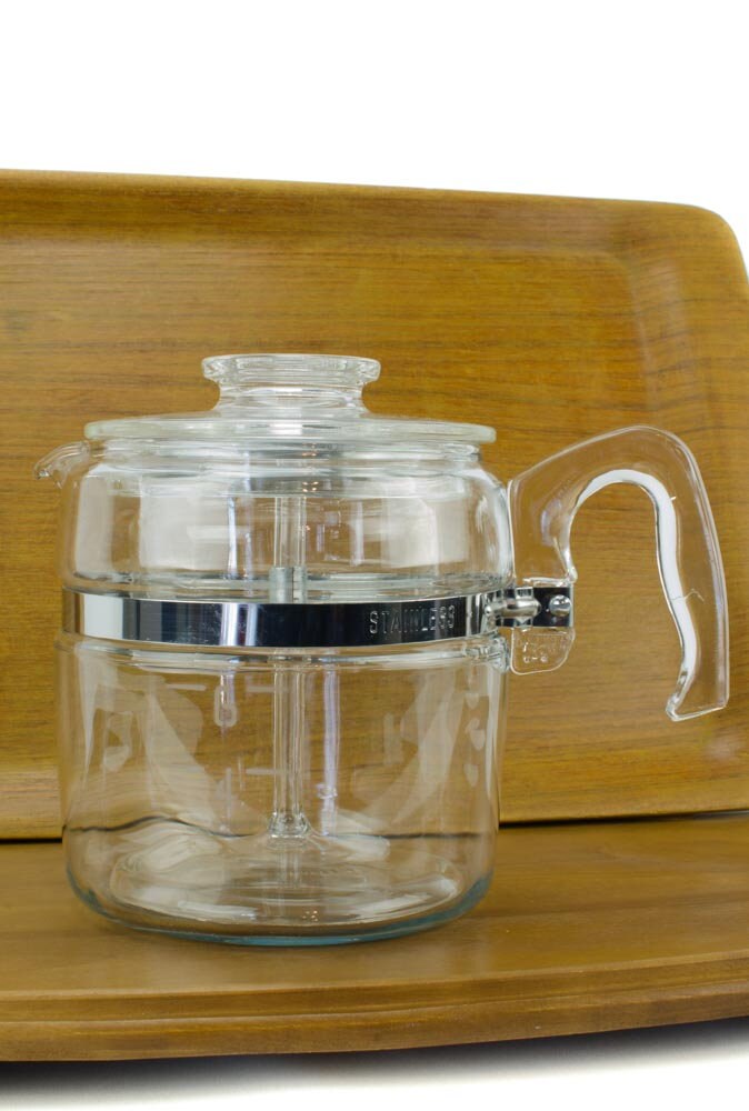 Pyrex 6 Cup Percolator, Clear Glass Percolator 7756B, Pyrex Flameware