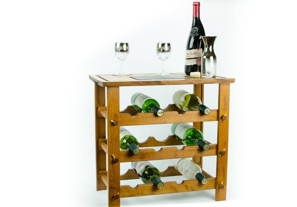 Vintage Baribocraft Wine Rack and Portable Wood and Slate Cheese Board