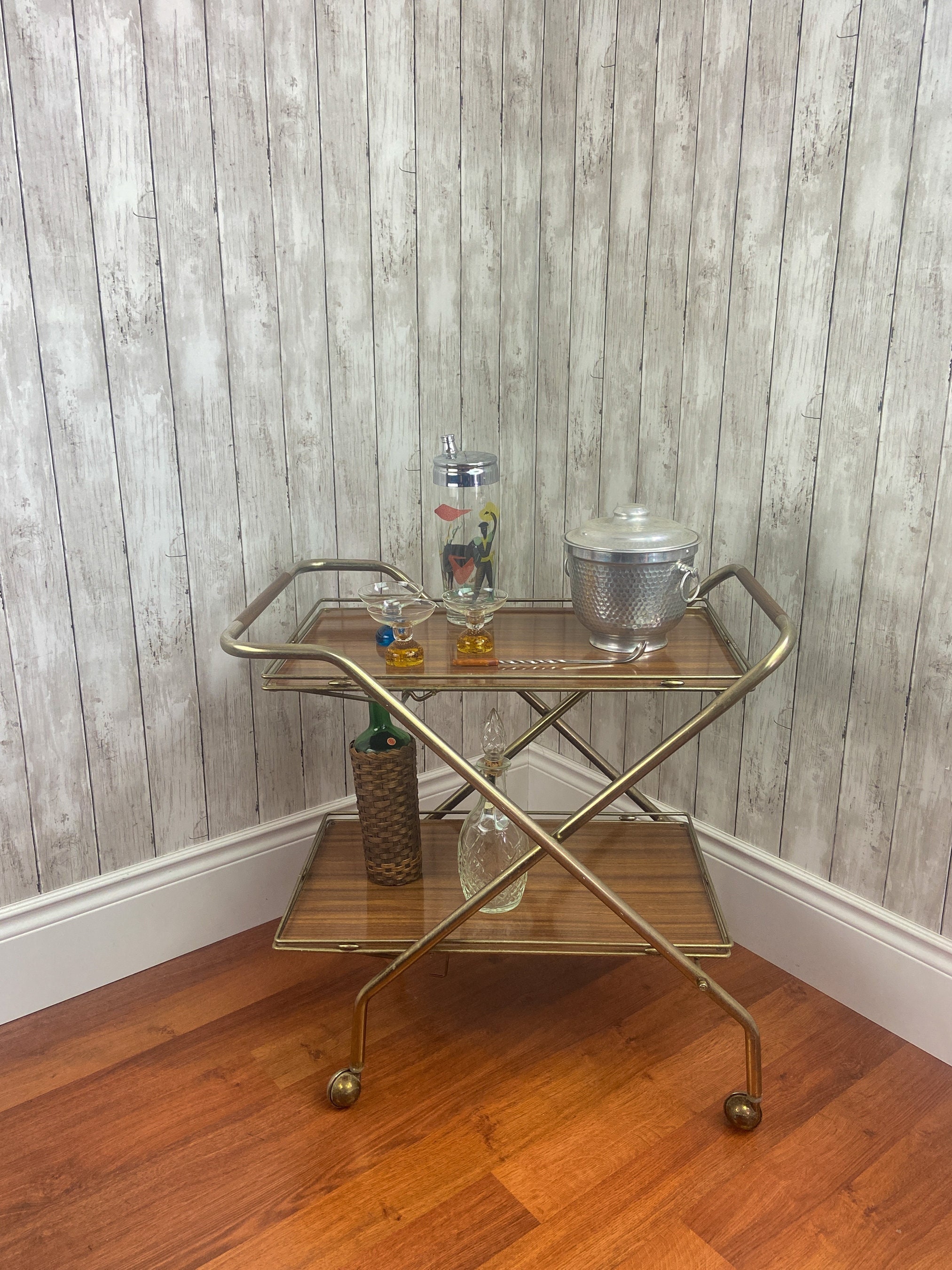 Mid Century Bar Cart Folding Bar Cart Vintage Bar Cart Mad Men Bar Cart