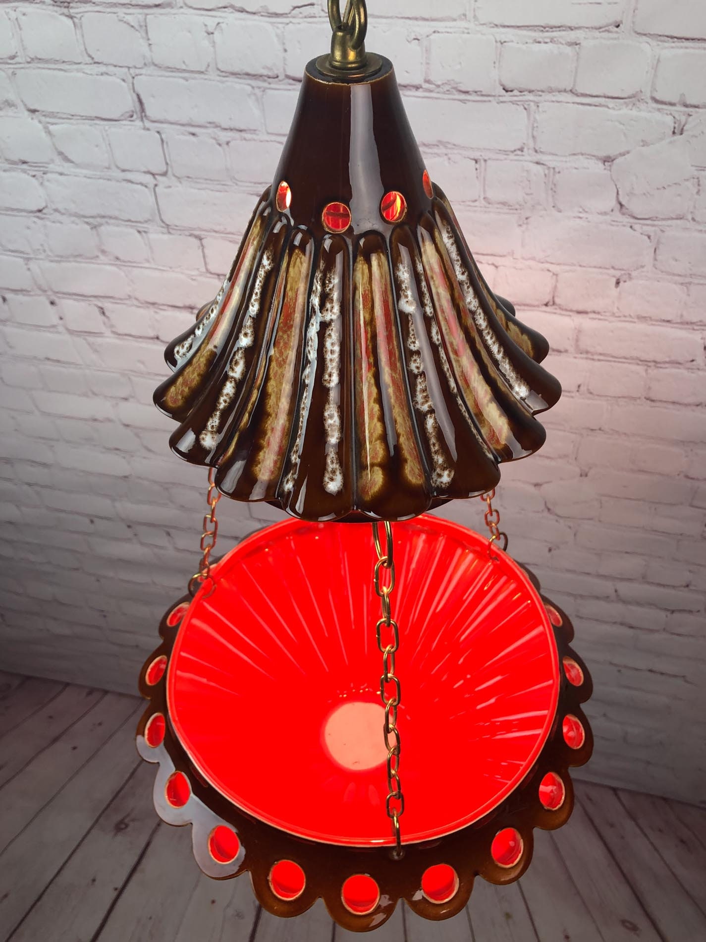 RESERVED for TaraMid Century Swag Lamp, Boho Swag Lamp, Ceramic