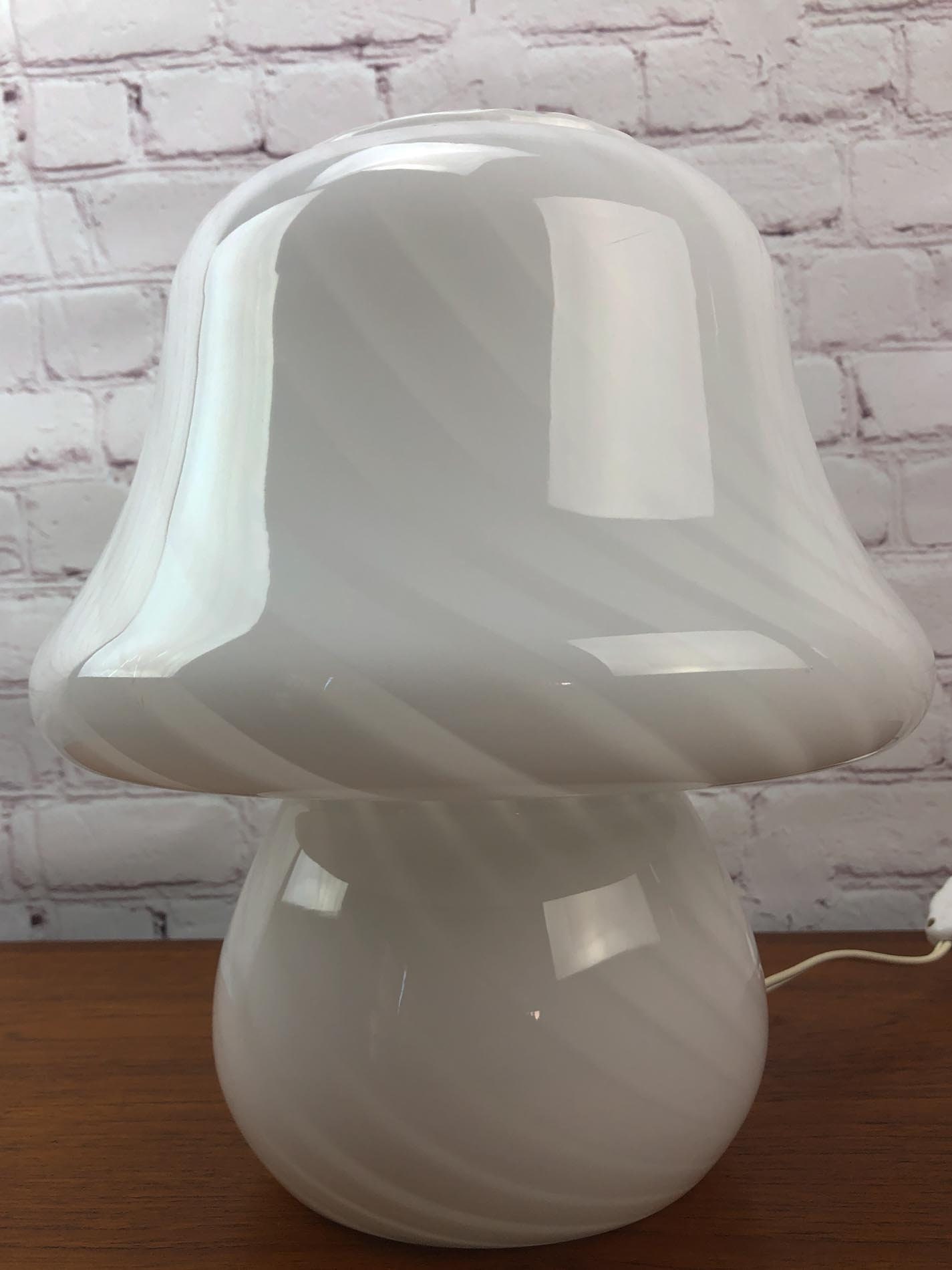 Murano Mushroom Lamp, Murano Mushroom Glass Lamp, Murano Swirl Mushroom