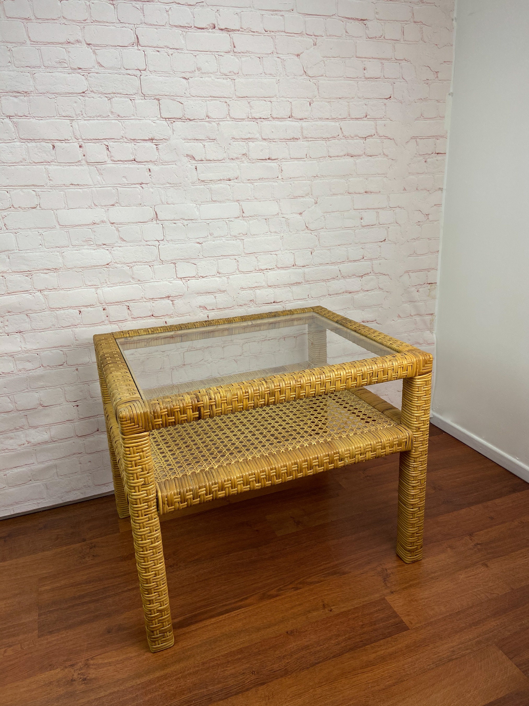 Rattan End Table, Rattan Side Table, Bamboo End Table, Boho End Table