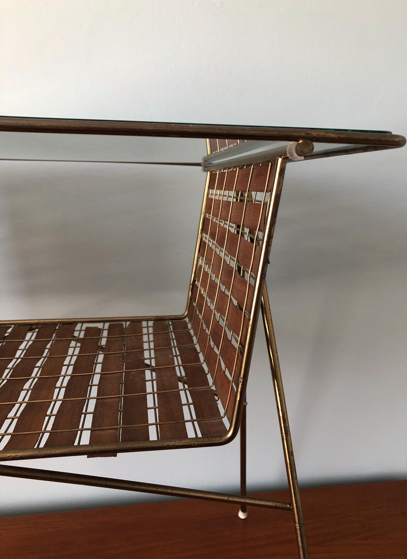 Tony Paul Designs Interlace Collection, Glass Top Magazine Table, Mid