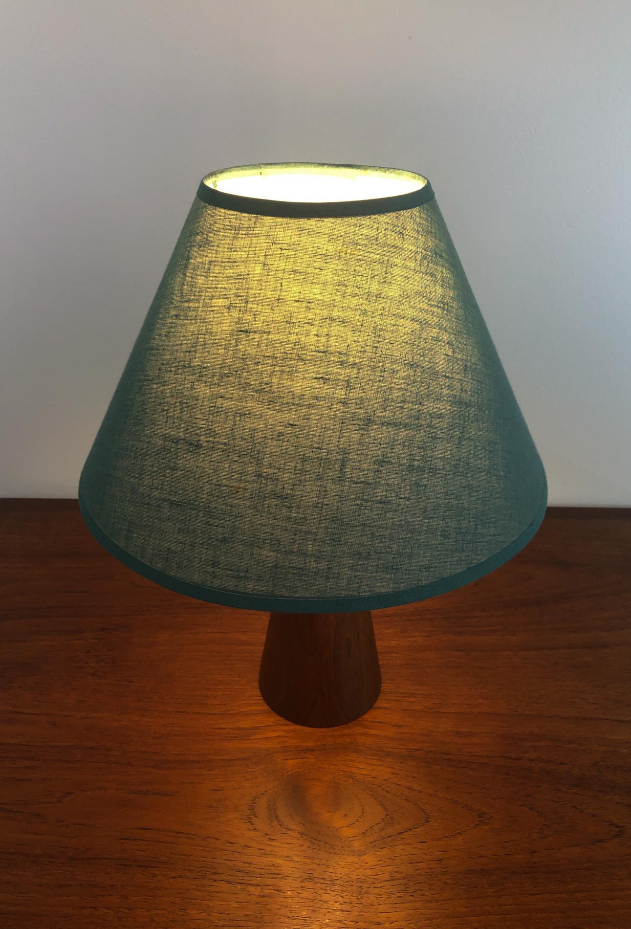 Teak Table Lamp, Mid Century Table Lamp, Tapered Teak Bedside Lamp