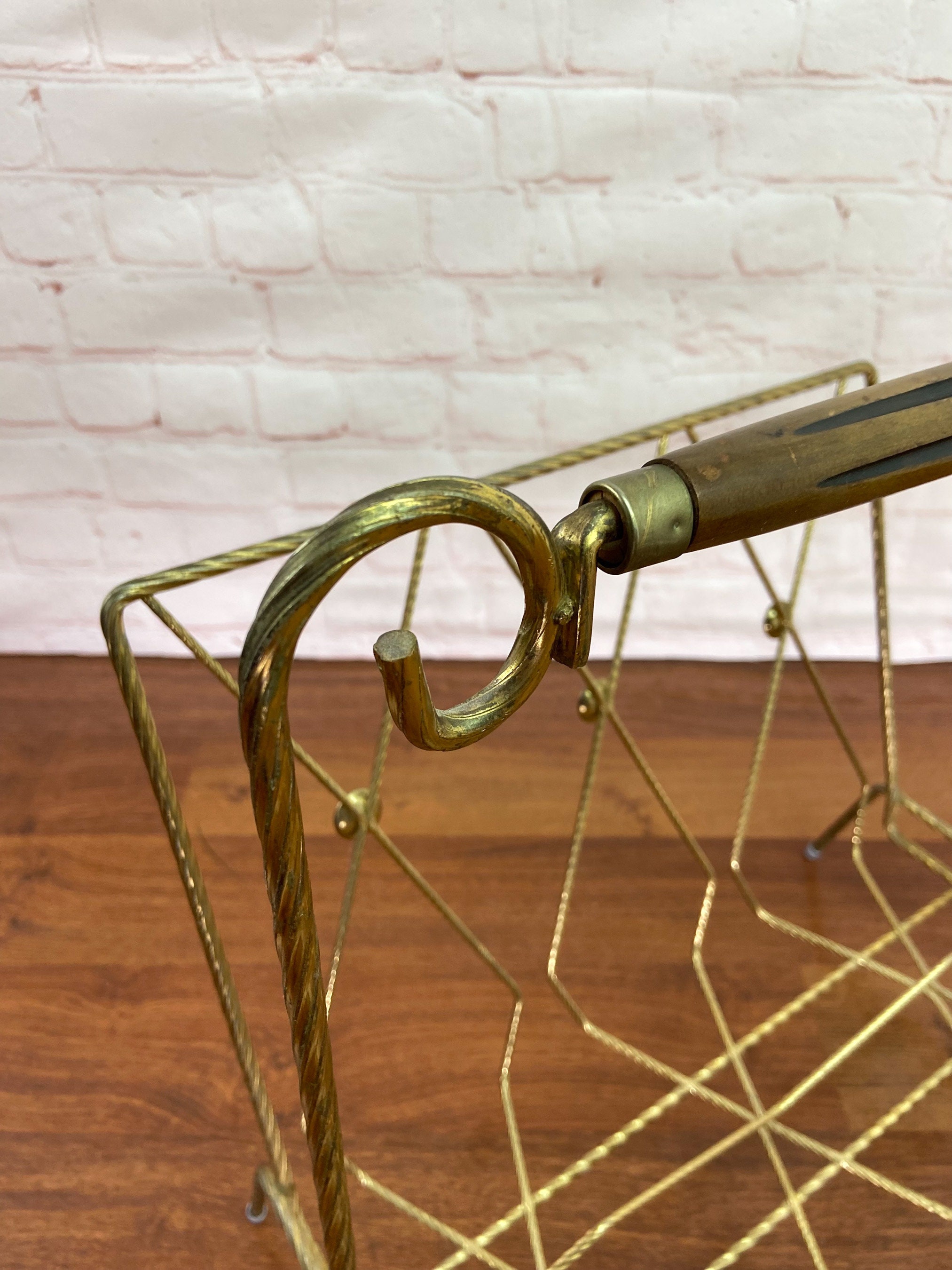 Mid Century Record Stand, LP Rack, Brass Plated Record Stand, Vintage Record Rack, Brass