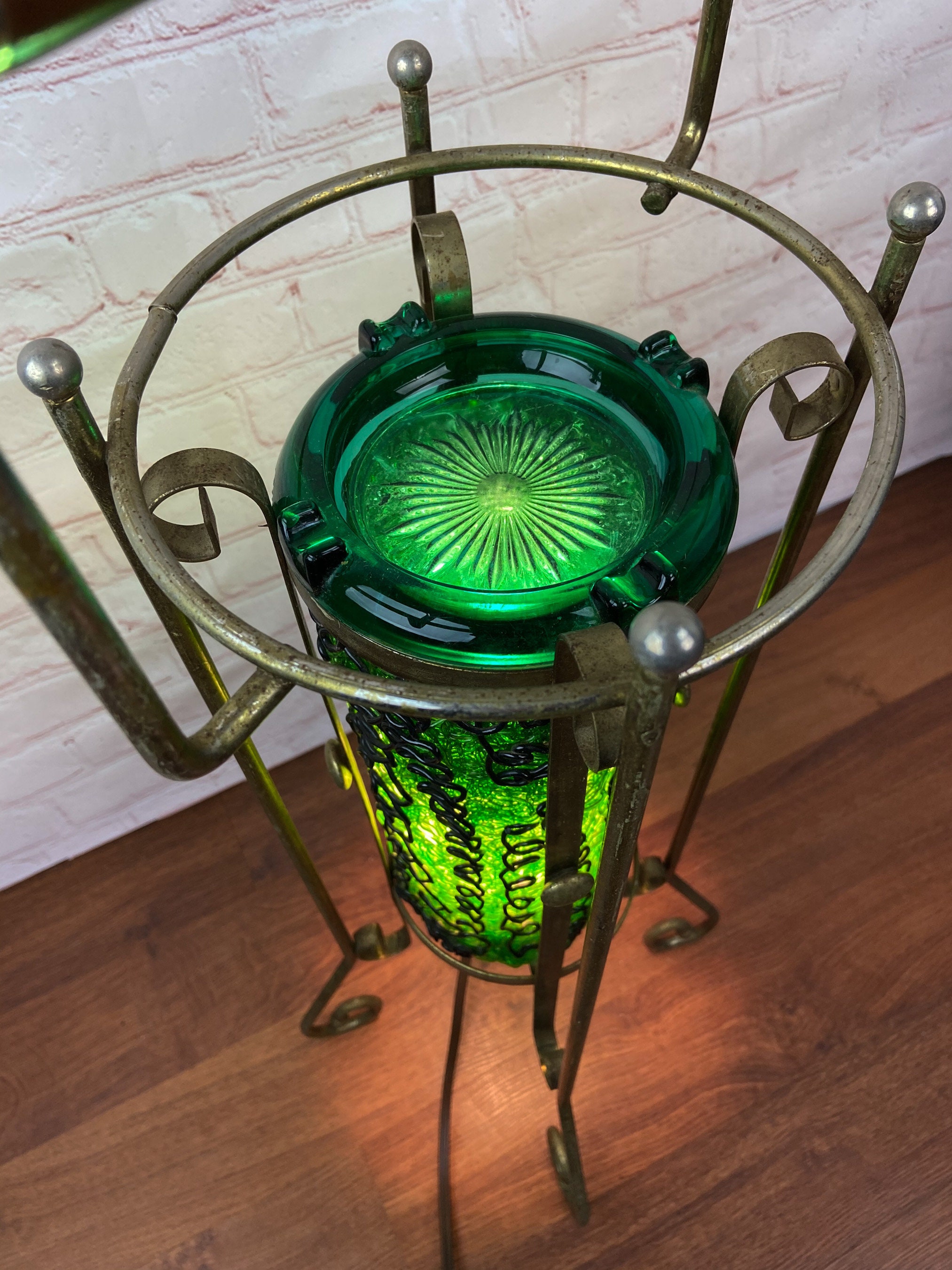 Vintage Standing Ashtray, Lucite Lamp Ashtray, Boho Ashtray Stand Lamp