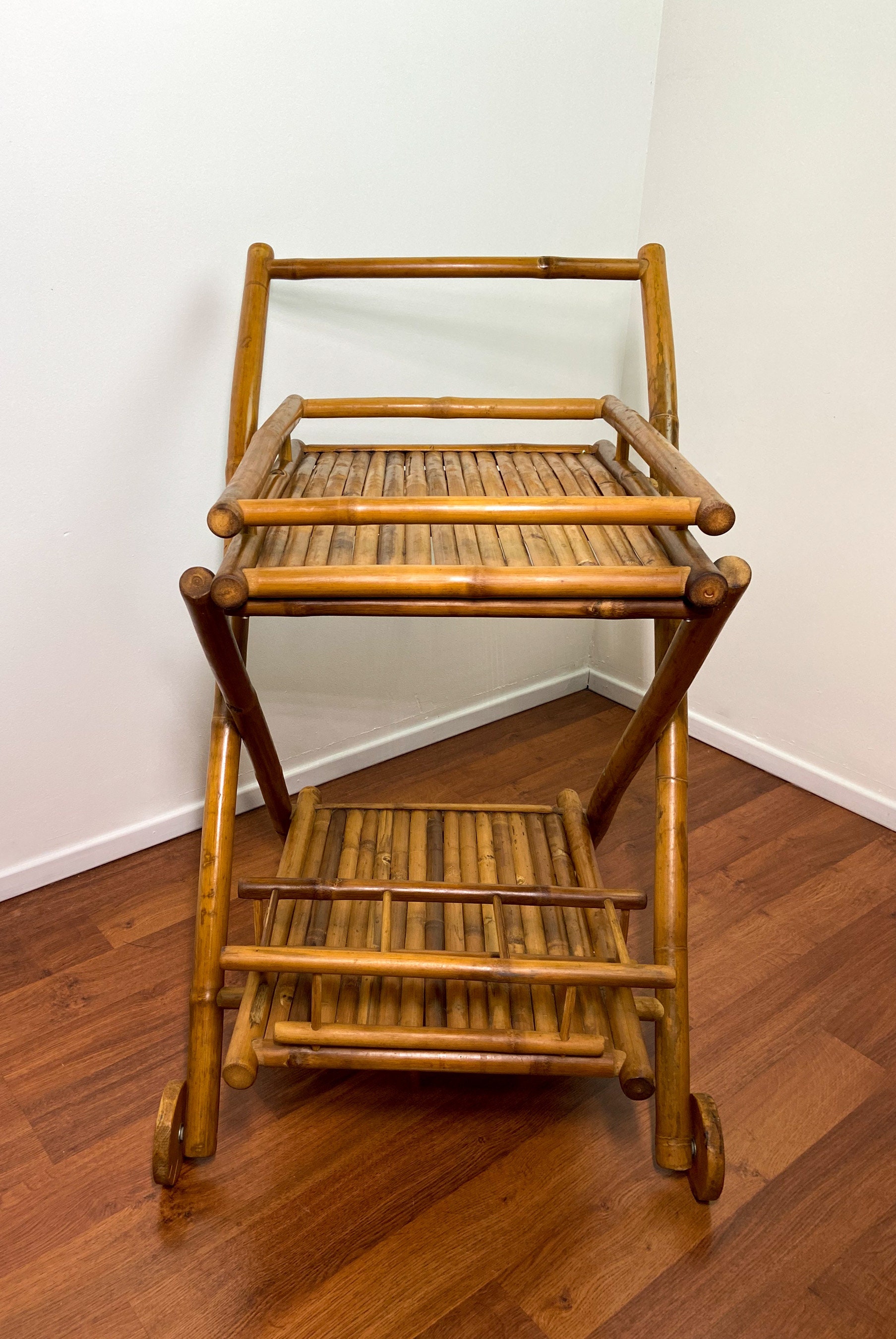 Rattan Bar Cart, Bamboo Bar Cart, Vintage Rattan Bar Cart, Bamboo Bar