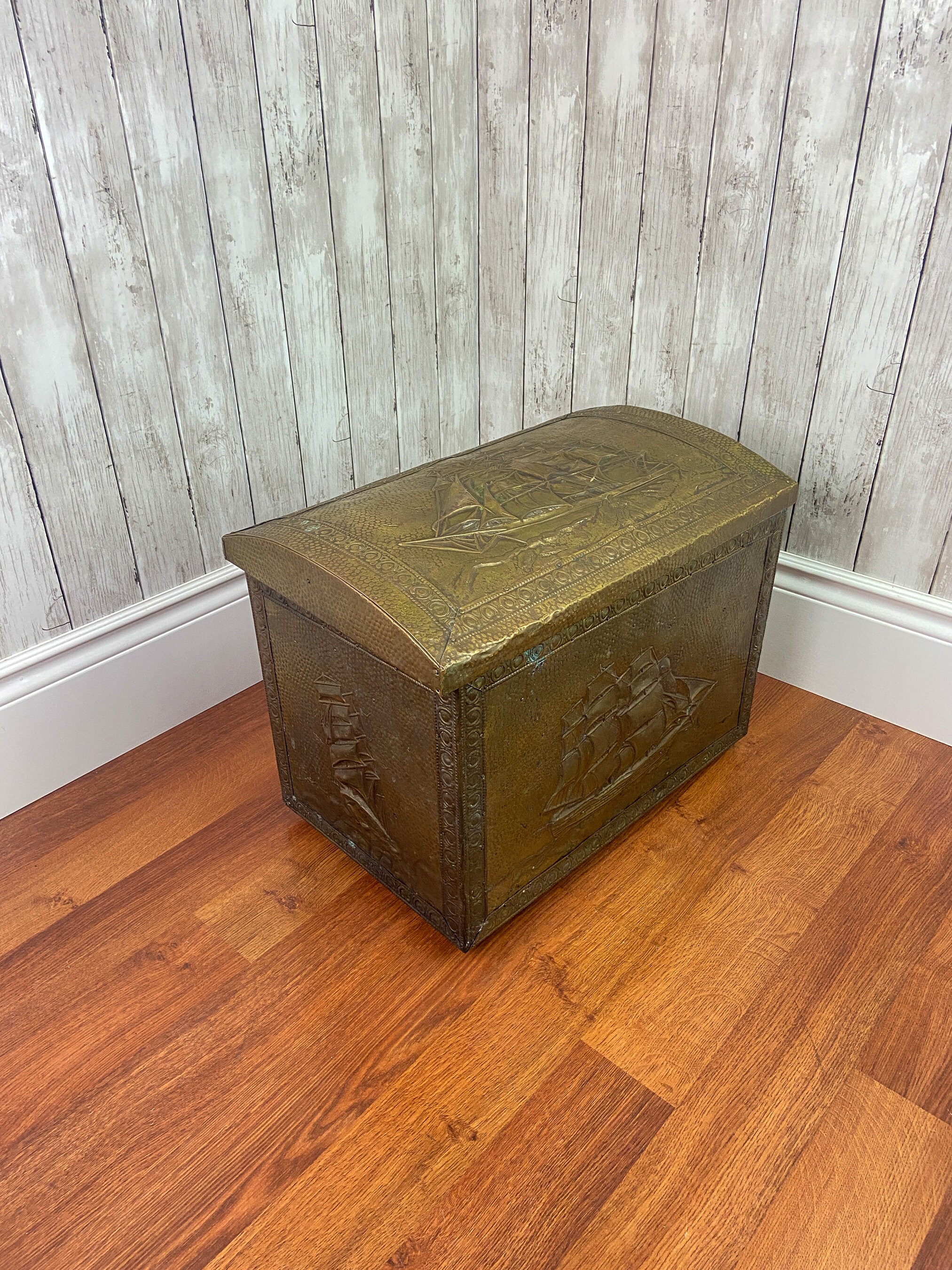 Lombard Brass Embossed Wood Box Brass Wood Box Brass Kindling Box