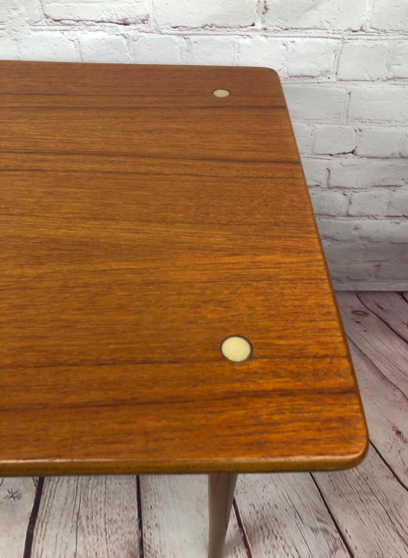 Teak End Table, Mid Century End Table, MCM End Table, Teak and Brass