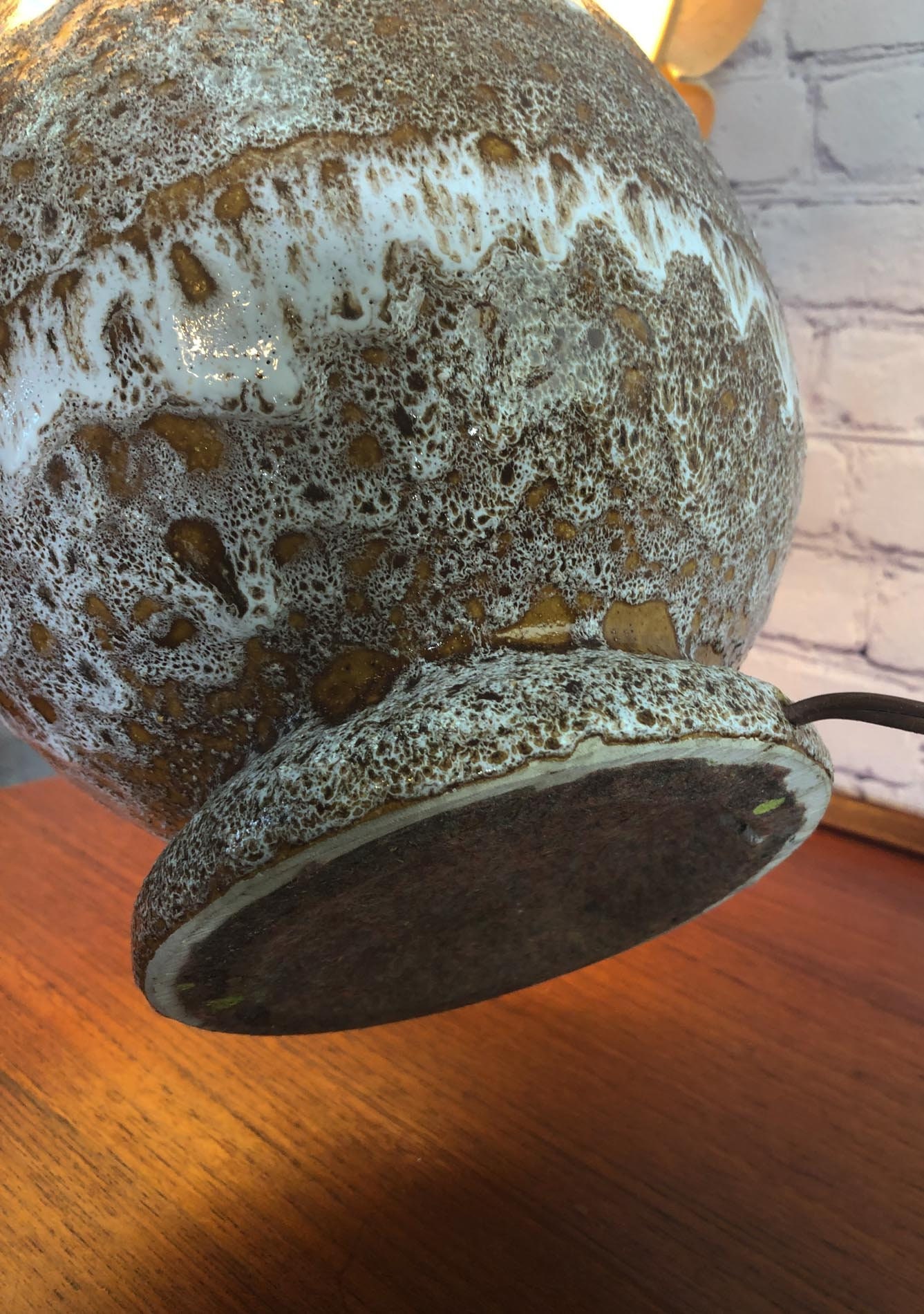 Maurice Chalvignac Art Pottery Table Lamp, Fat Lava Table Lamp, Mid