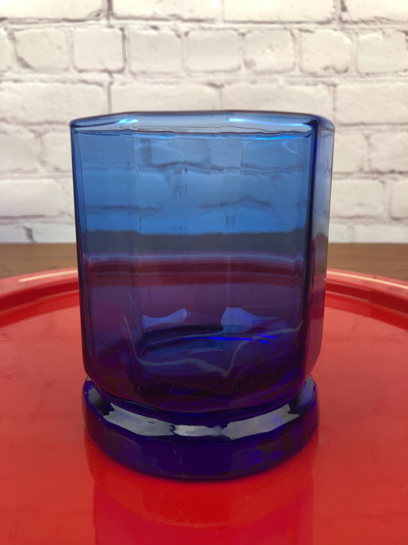 Anchor Hocking Cobalt Blue Glasses(4), Whisky Glasses, Hexagon Old