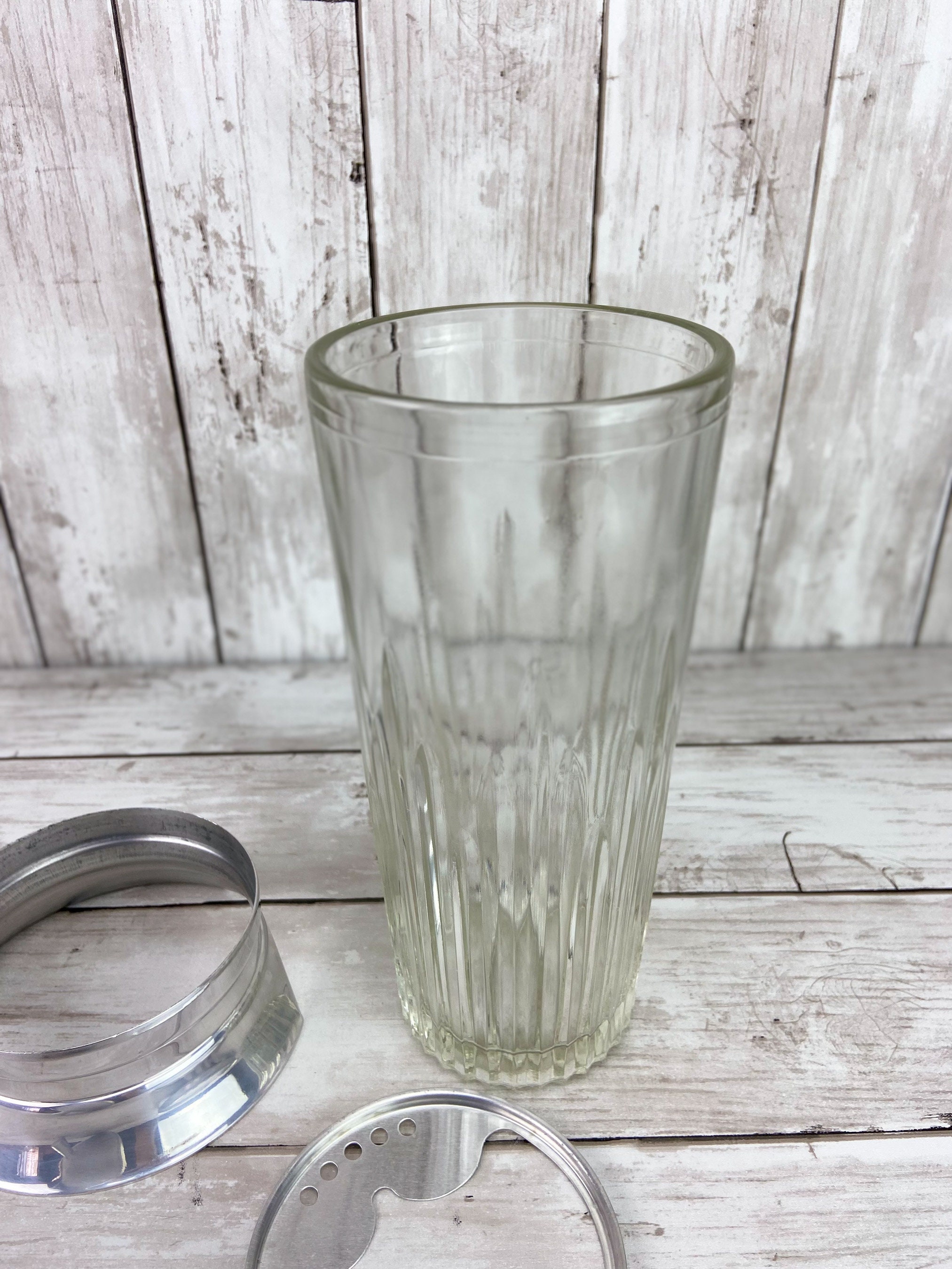 Vintage Glass Cocktail Shaker Heavy Cocktail Shaker Mid Century