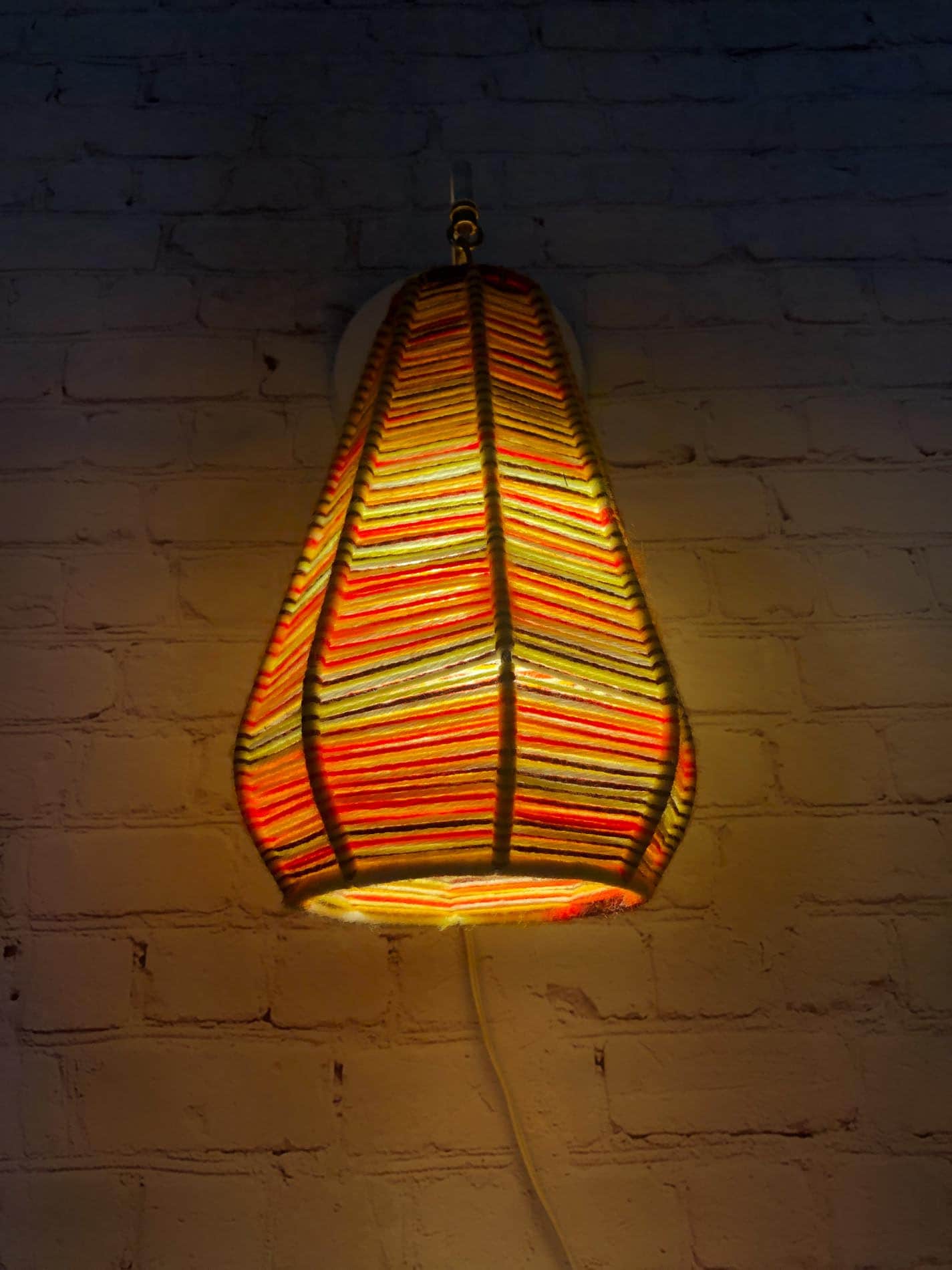 Boho Wall Pendant, Bohemian Wall Sconce, Hanging Yarn Lamp, Yarn Light