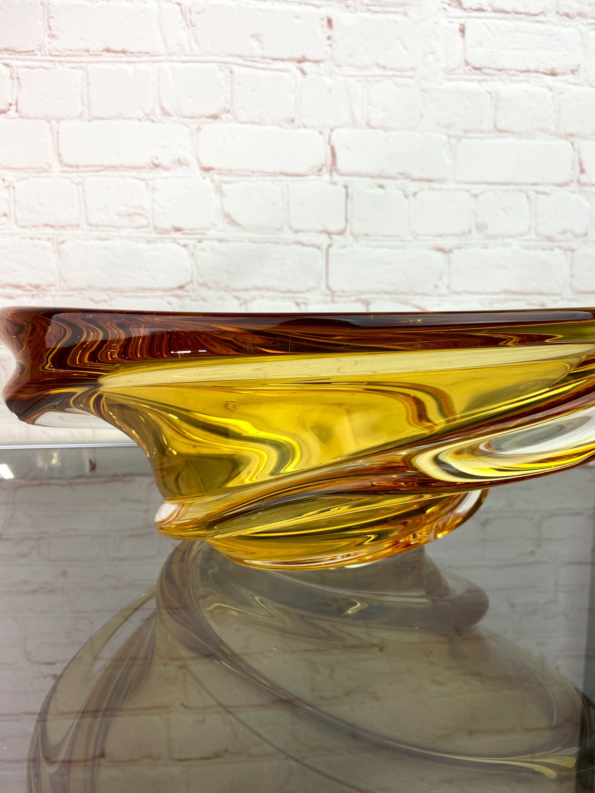 Chalet Glass, Chalet Large Glass Bowl, Art Glass, Canadian Art Glass, Mid Century Modern Glass