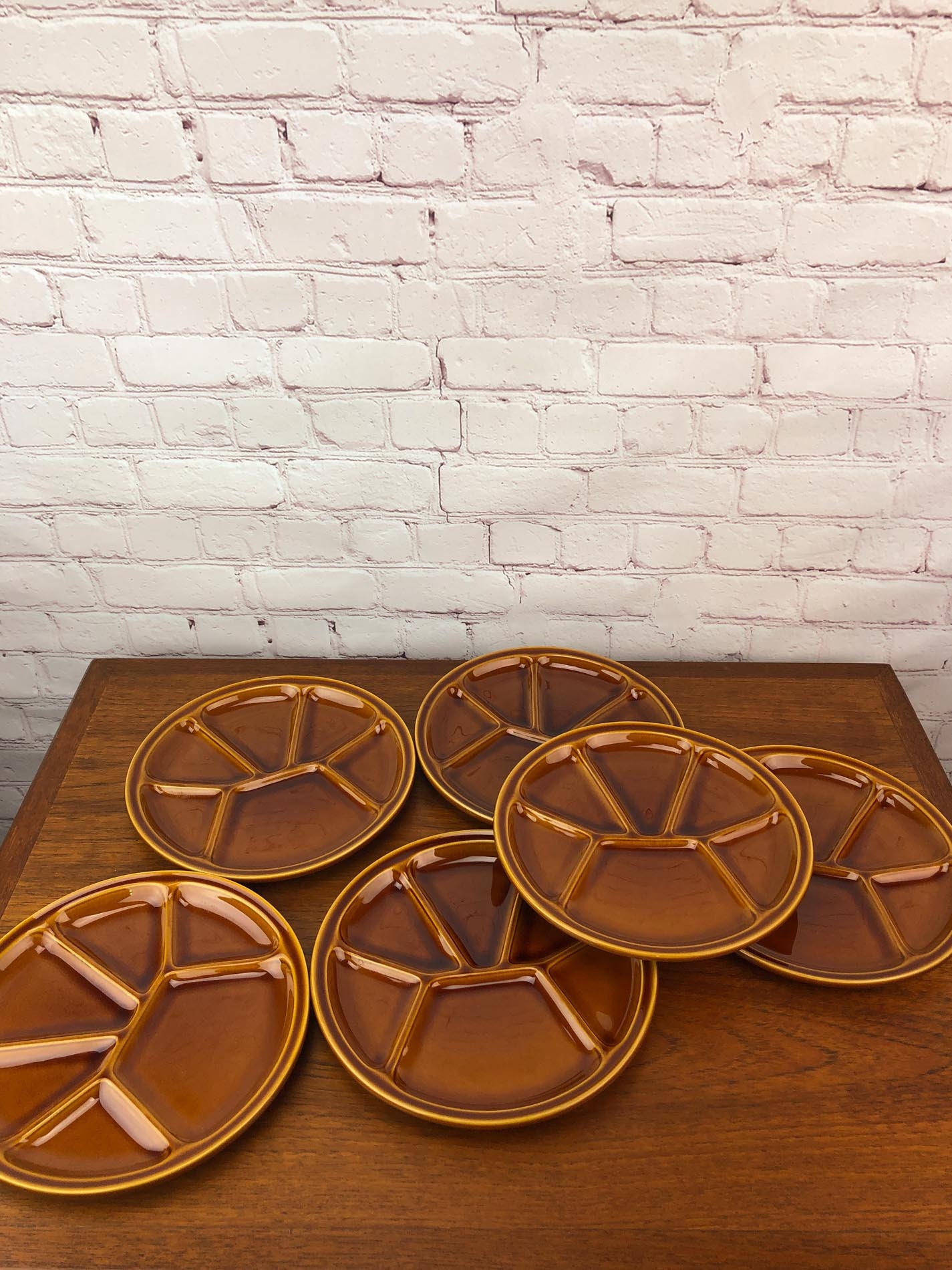 Gien Fondue Plates(SIX), Fondue Plates by Gien, Made in France, Vintage