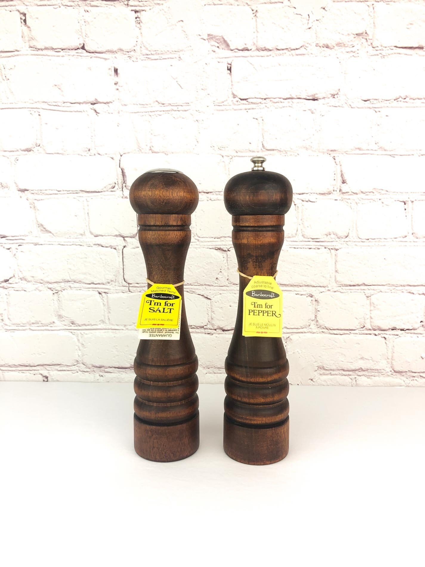 Wood Salt Shaker and Pepper Mill, Baribocraft Canada, New Old Stock