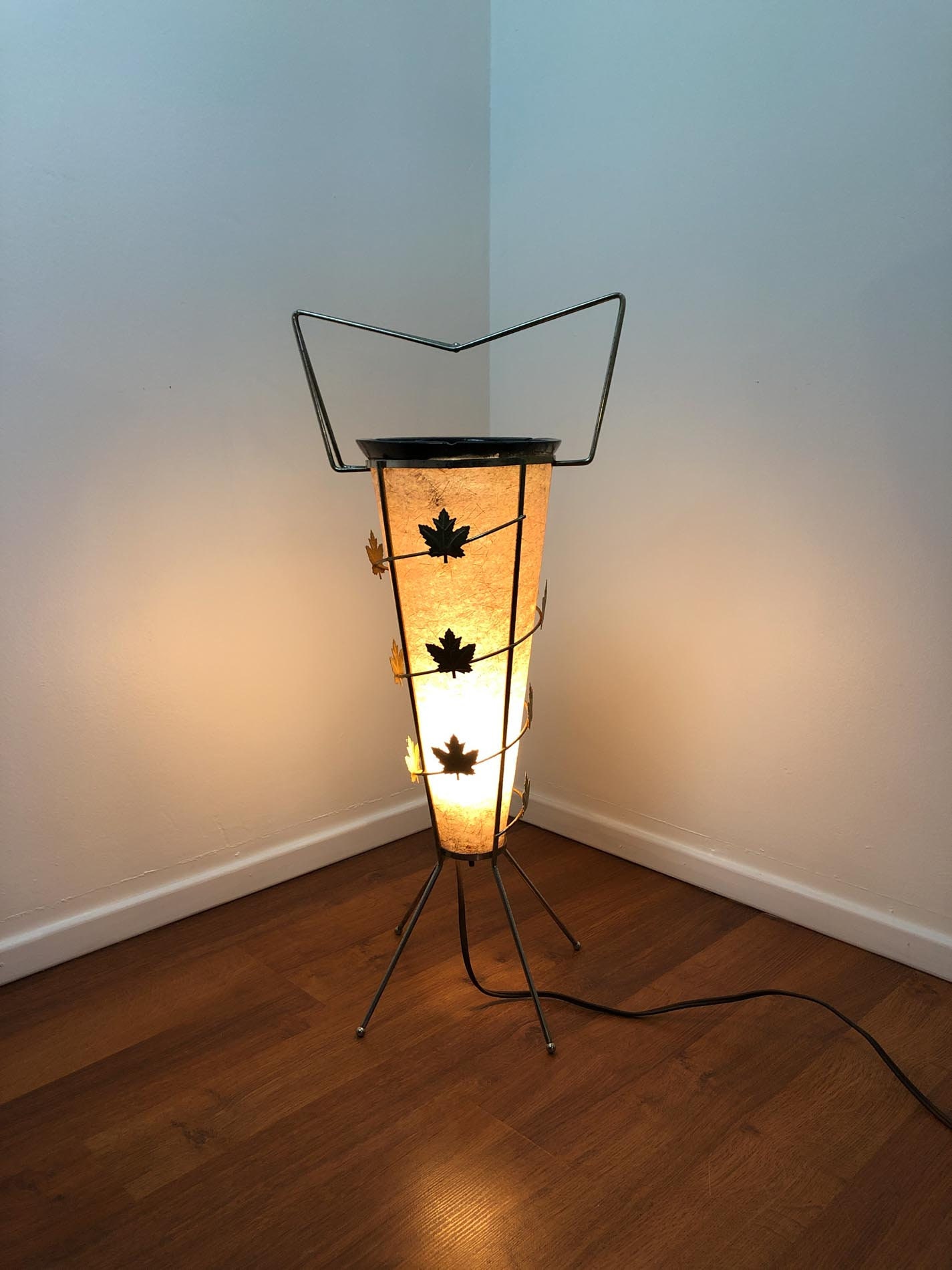Vintage Ashtray Stand Lamp Fiberglass Floor Lamp Boho Ashtray