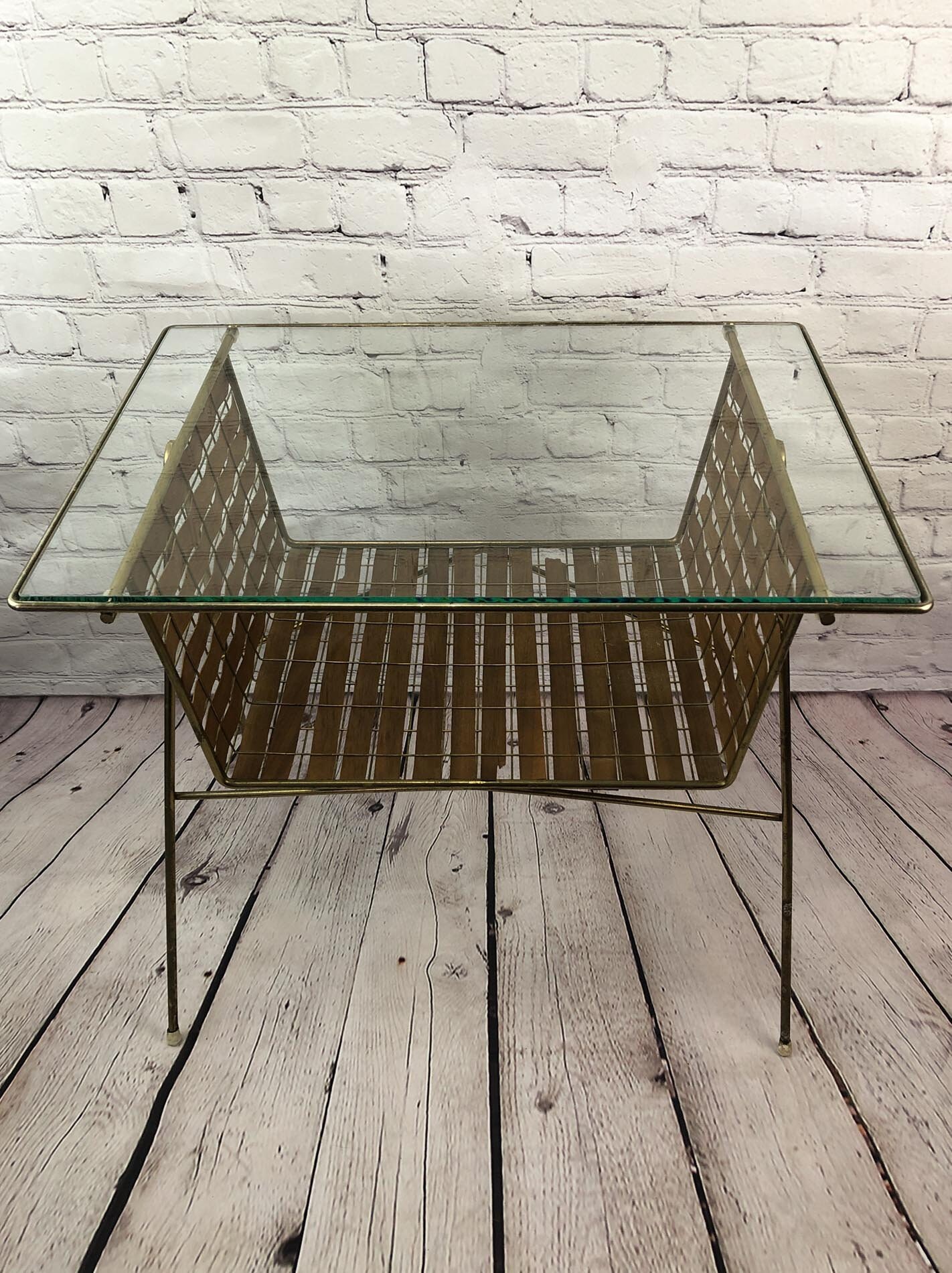 Tony Paul Designs Interlace Collection, Glass Top Magazine Table, Mid