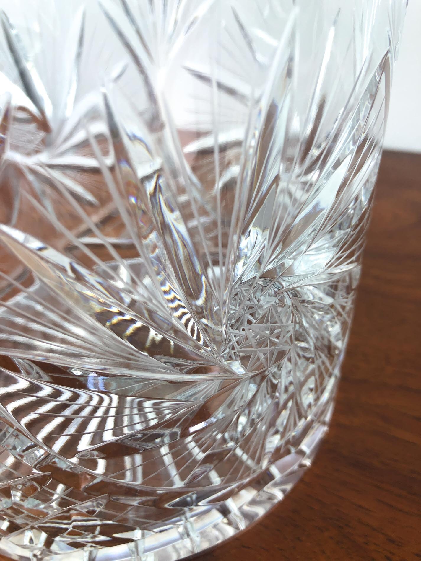 Mid Century Crystal Ice Bucket, W. German Deep Cut Crystal Ice Bucket