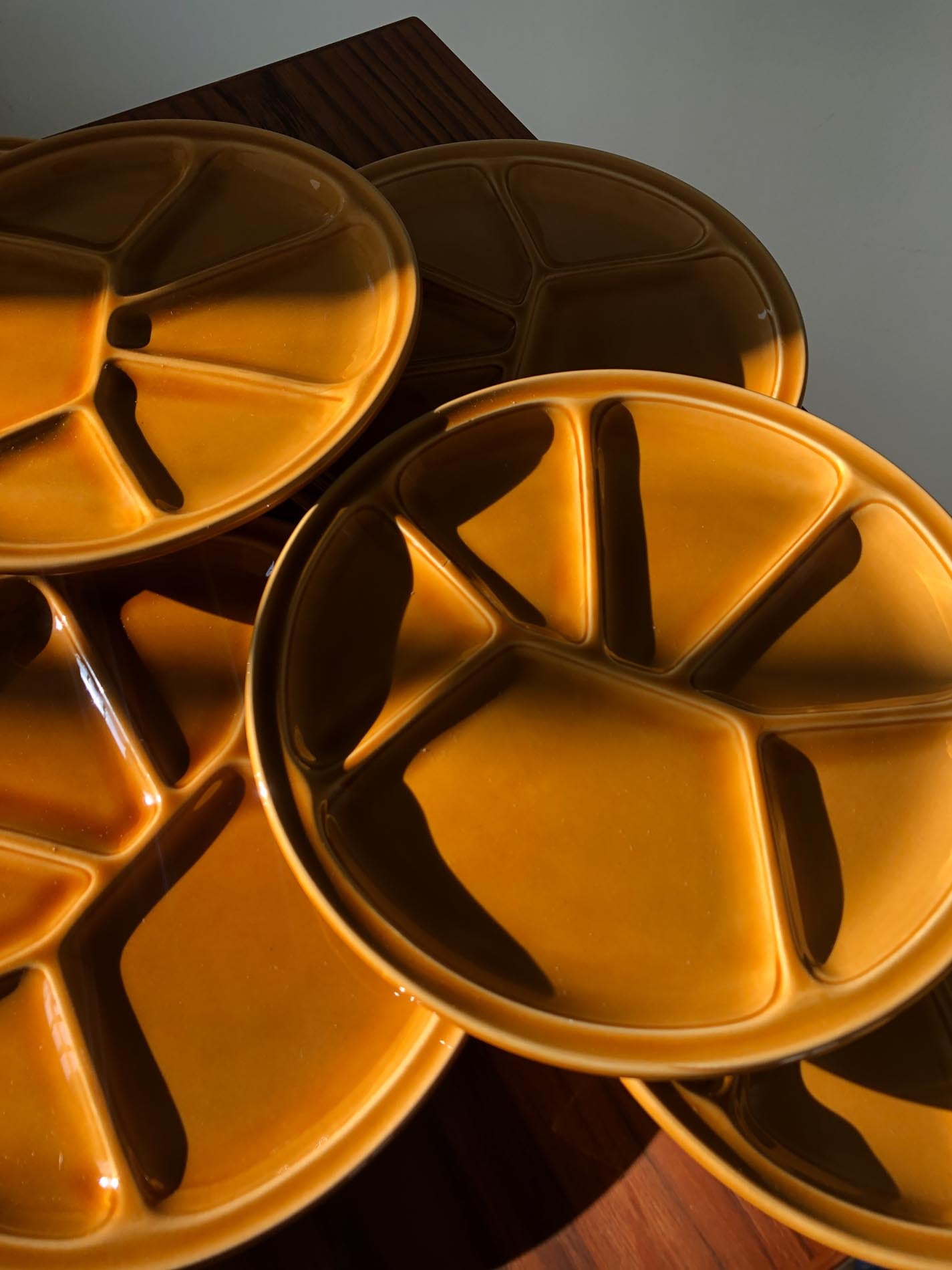 Gien Fondue Plates(SIX), Fondue Plates by Gien, Made in France, Vintage