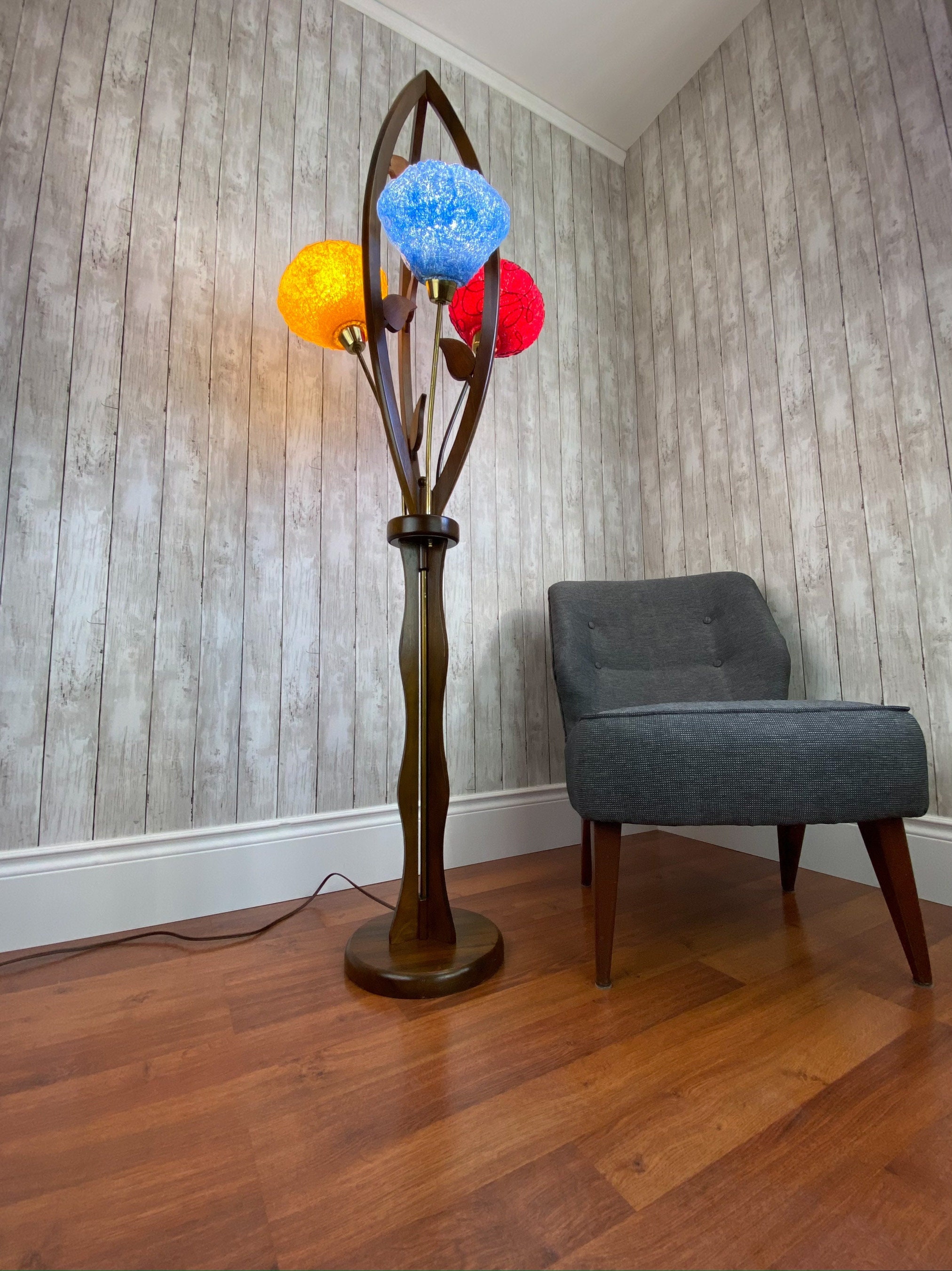 Lucite Floor Lamp Lucite Flower Floor Lamp MCM Floor Lamp Boho Floor Lamp Spaghetti Lamp