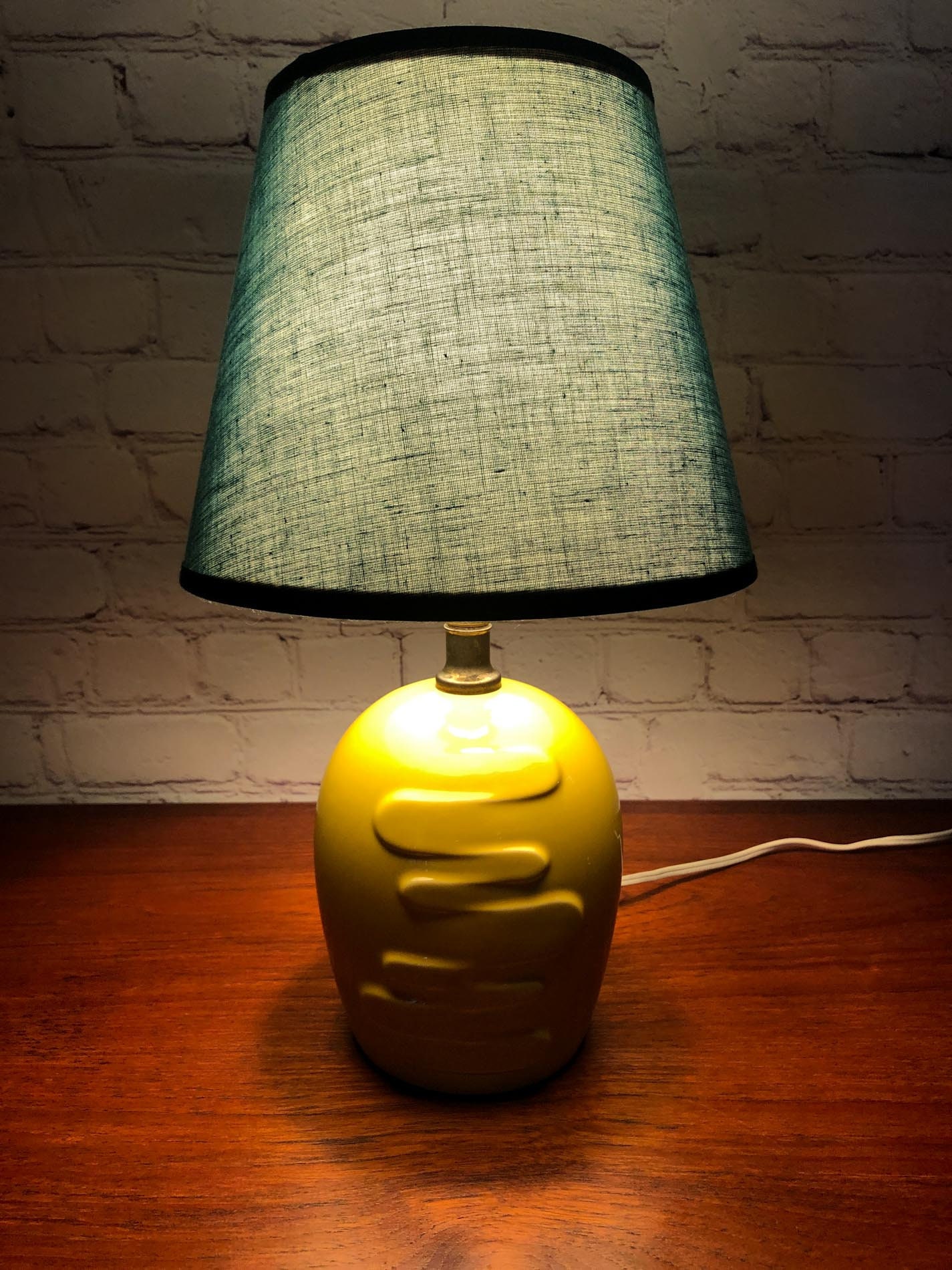 Abstract Yellow Table Lamp, Yellow Ceramic Table Lamp, Abstract Ceramic