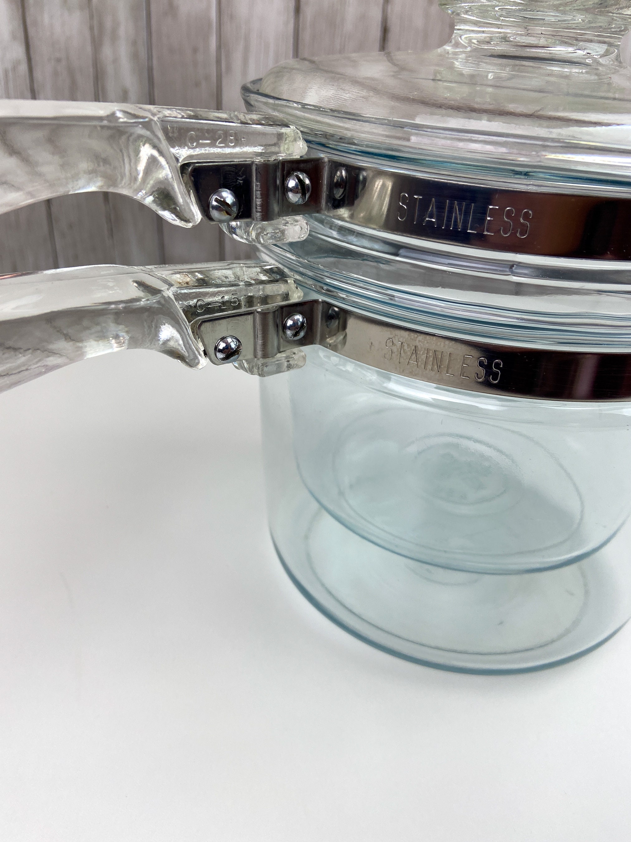 Pyrex Double Boiler Flameware Vintage Pyrex Glass Glass Double Boiler