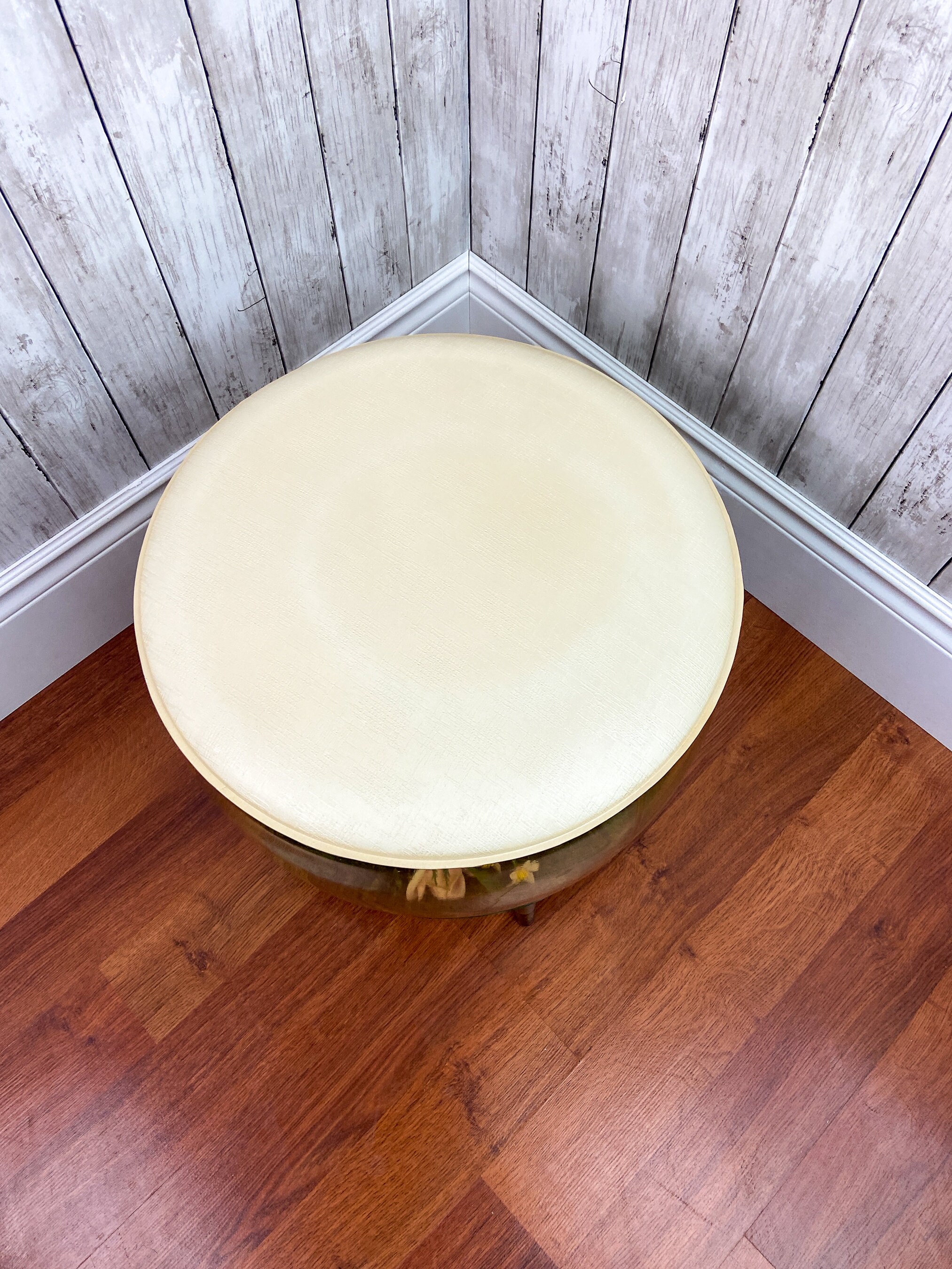 Vintage Inflatable Footstool Ottoman Terrarium Ottoman Mid Century
