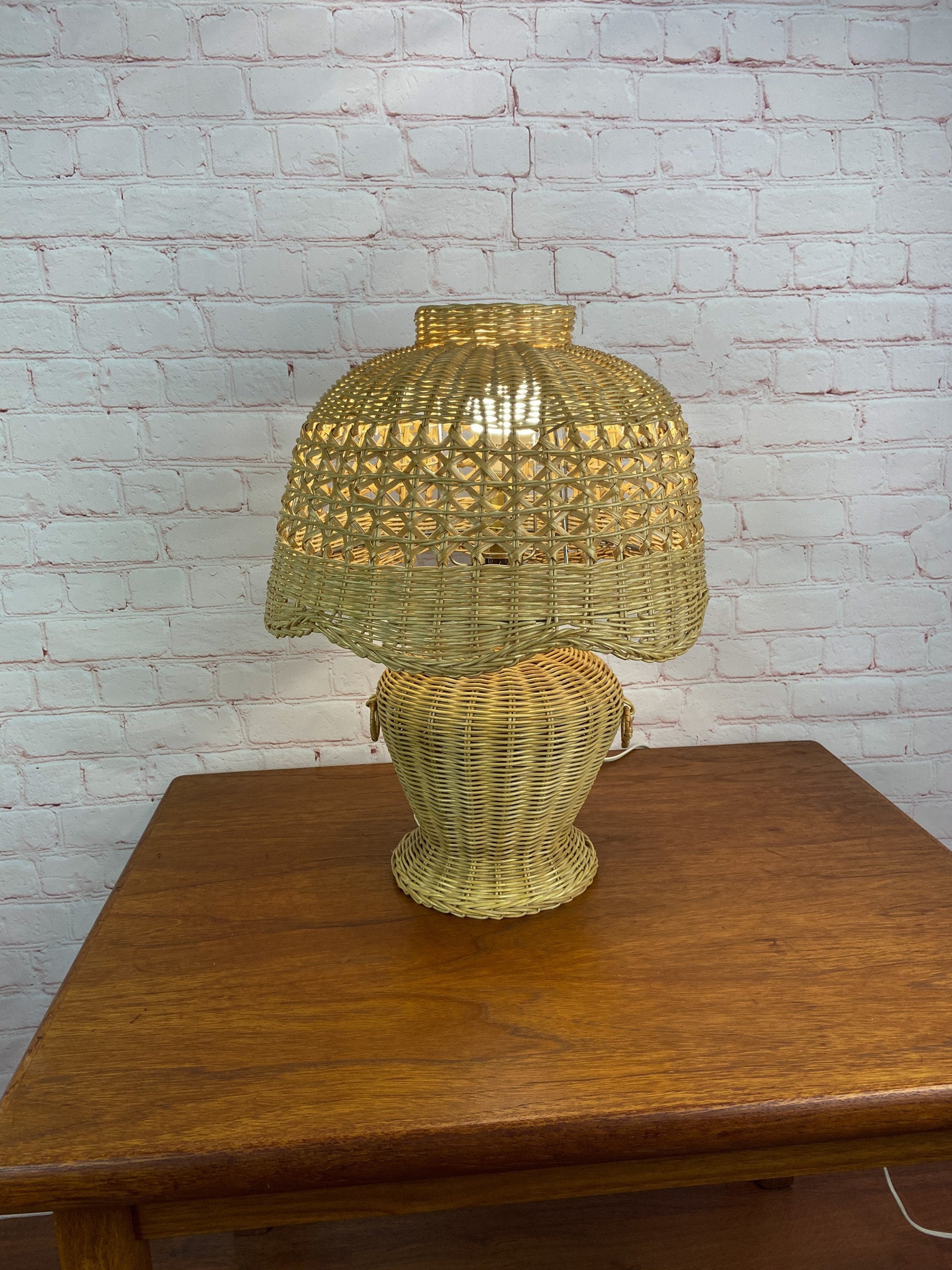 Rattan Lamp, Wicker Lamp, Boho Table Lamp, Boho Rattan Lamp, Natural