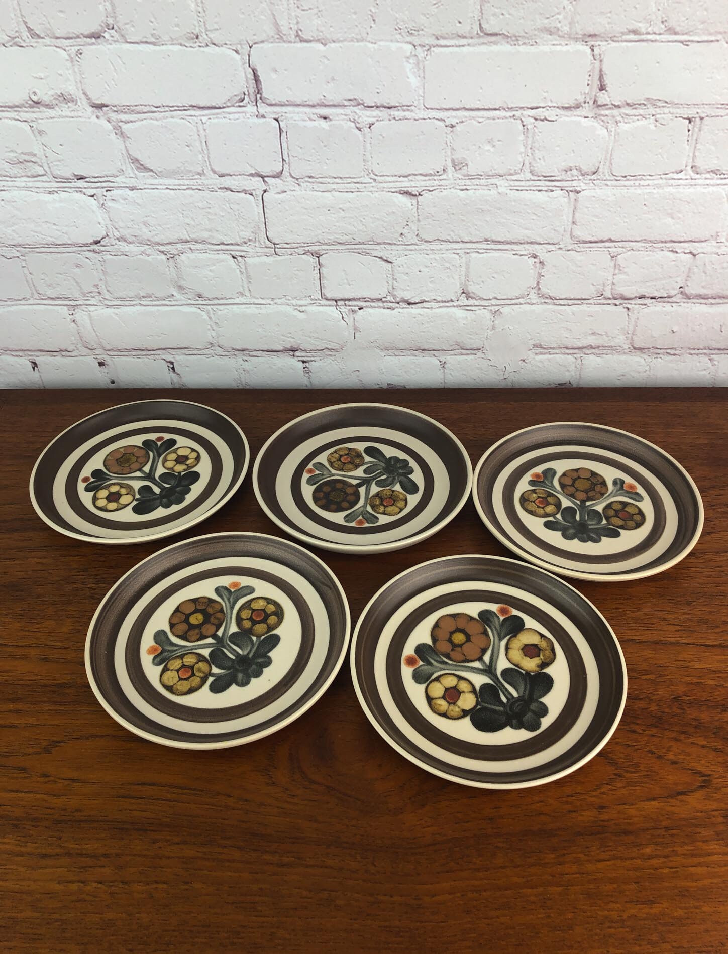 DenbyLangley Mayflower Dessert Plates (5) Designed by Gill Pemberton