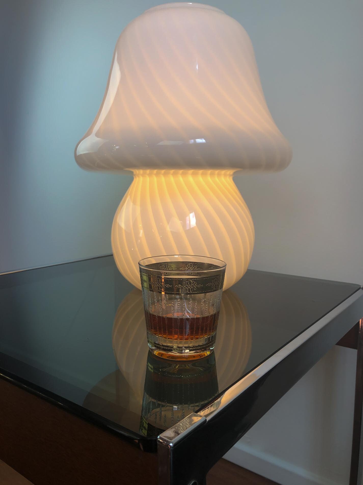 Murano Mushroom Lamp, Murano Mushroom Glass Lamp, Murano Swirl Mushroom