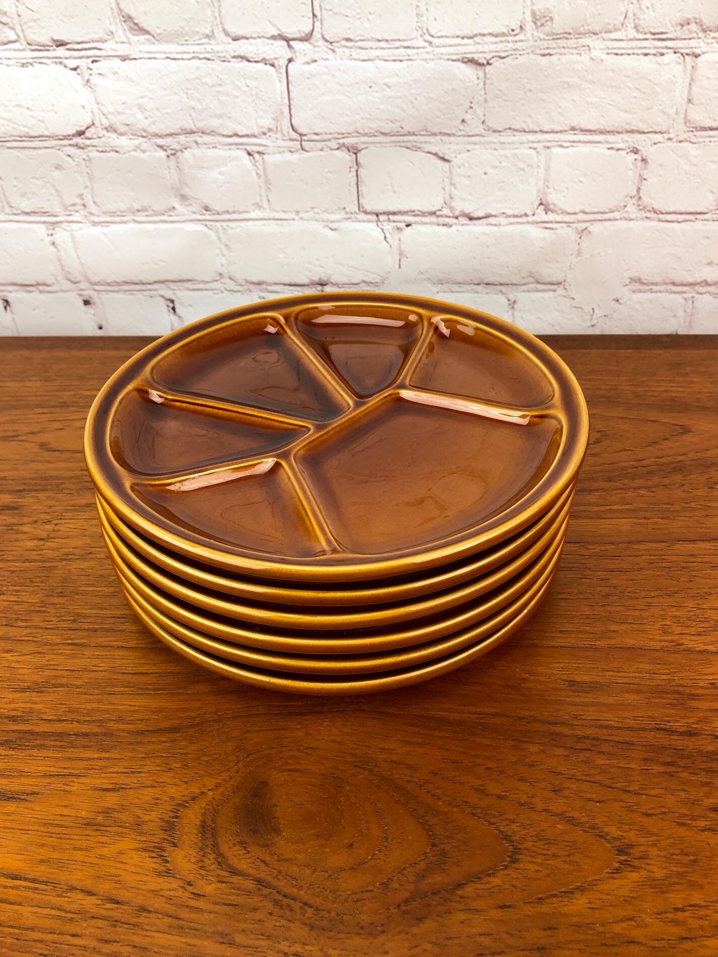 Gien Fondue Plates(SIX), Fondue Plates by Gien, Made in France, Vintage