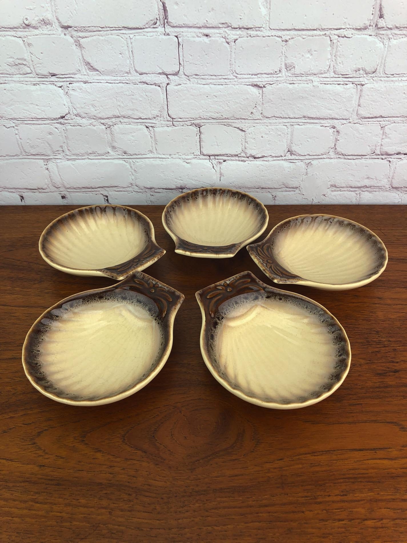 Vintage Scallop Dishes(5) Sea Shell Dishes Beauceware Ceramic Scallop