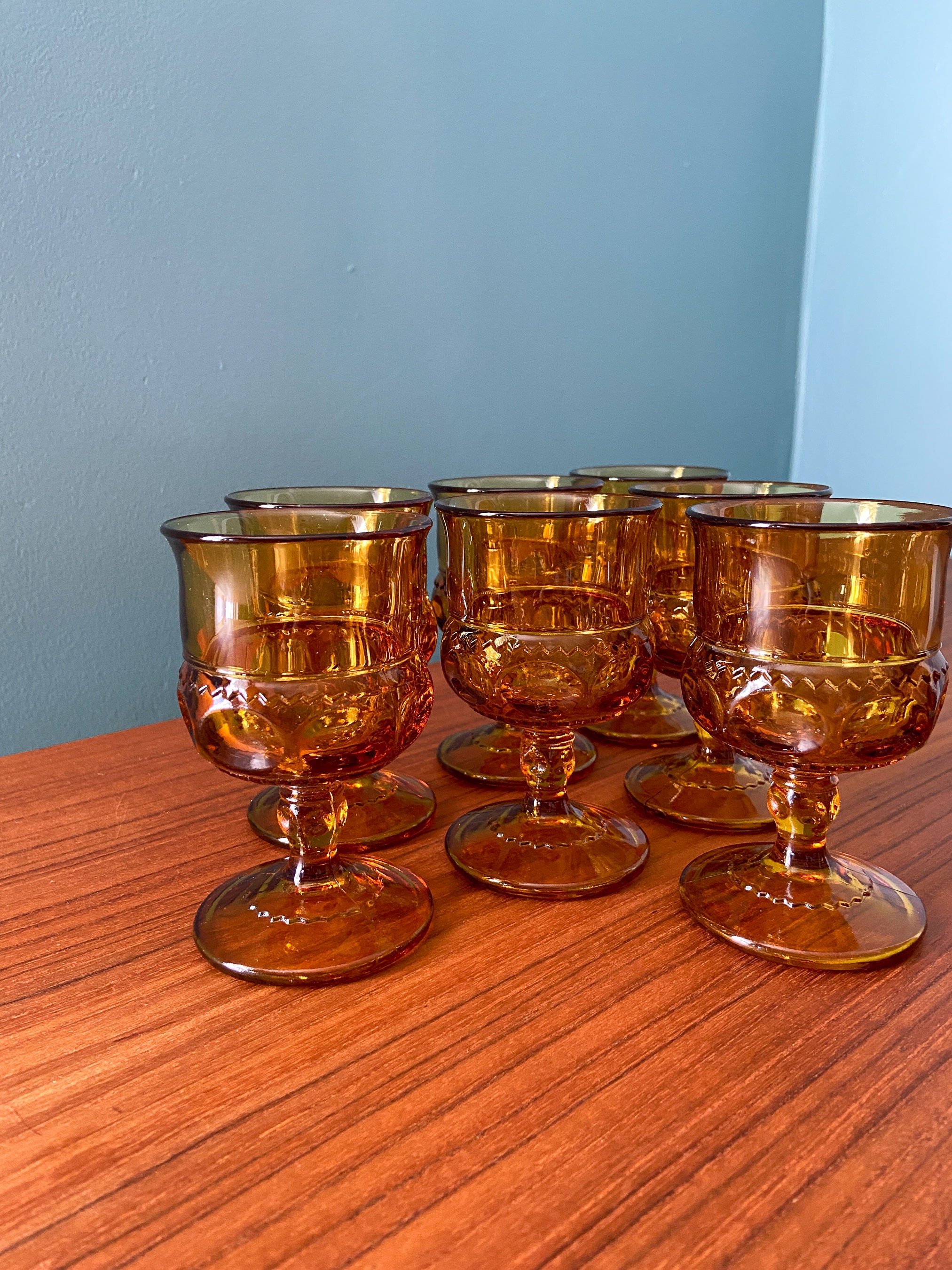 Indiana Cordial Glasses (SET of 7) King's Crown Pattern Glasses Kings